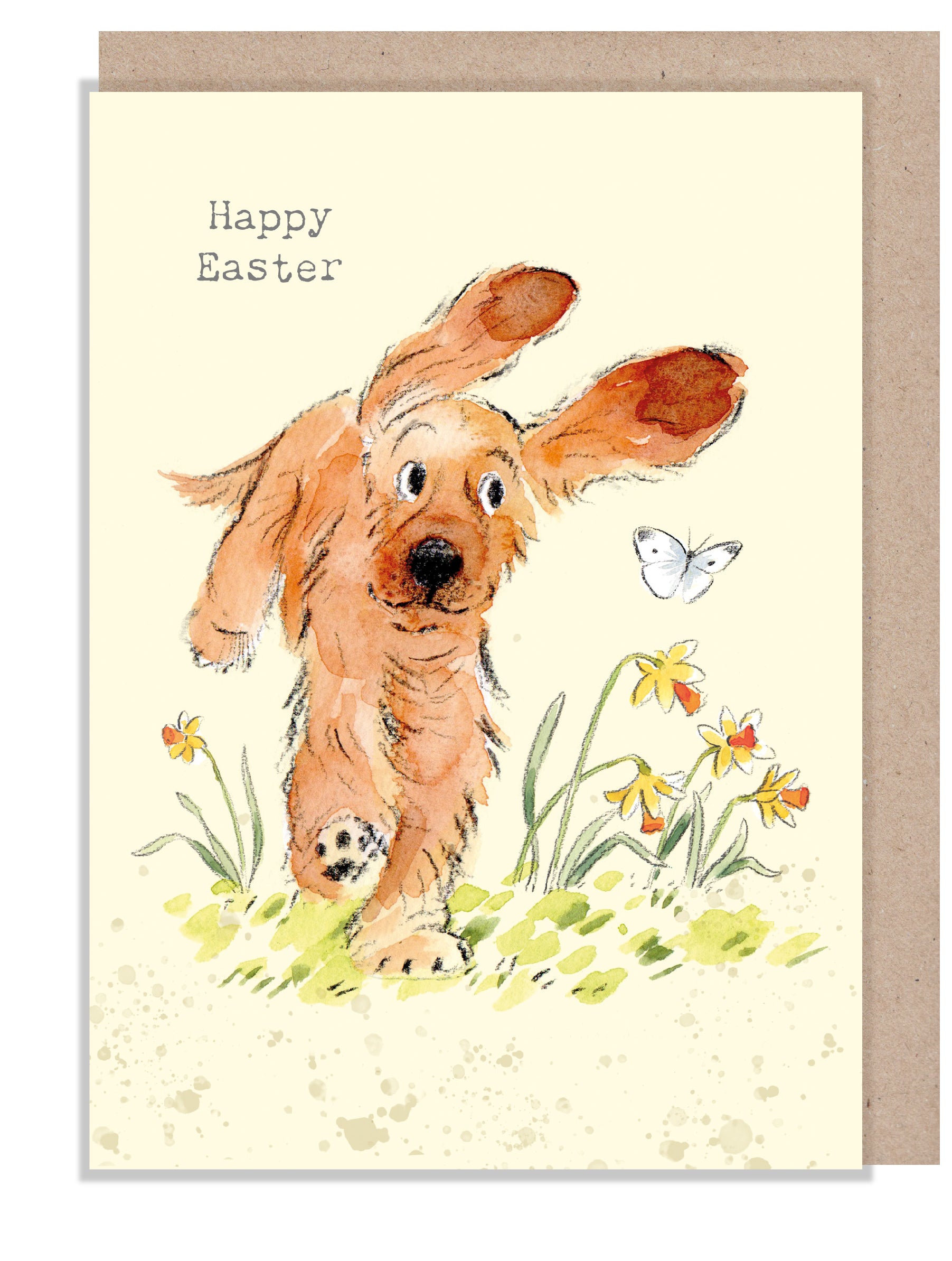 Easter Card - Quality Greeting Card - Charming illustration - 'Absolutely barking' range -  Cocker Spaniel design - Made in UK - ABEASTER01