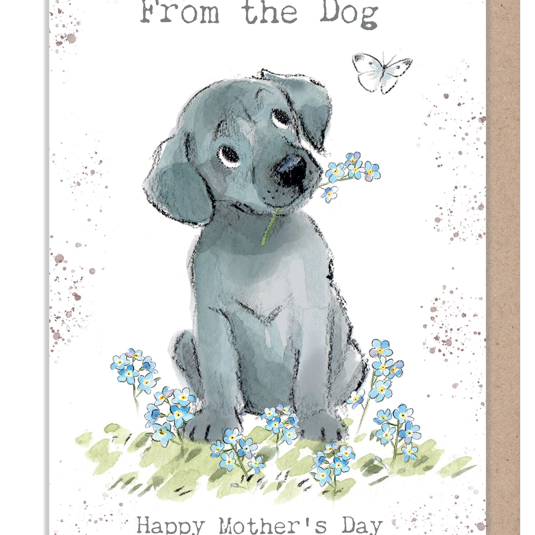 From the Dog - Mothers Day Card - Quality Greeting Card - Charming illustration - 'Absolutely barking' range  - Made in UK -  ABMD09