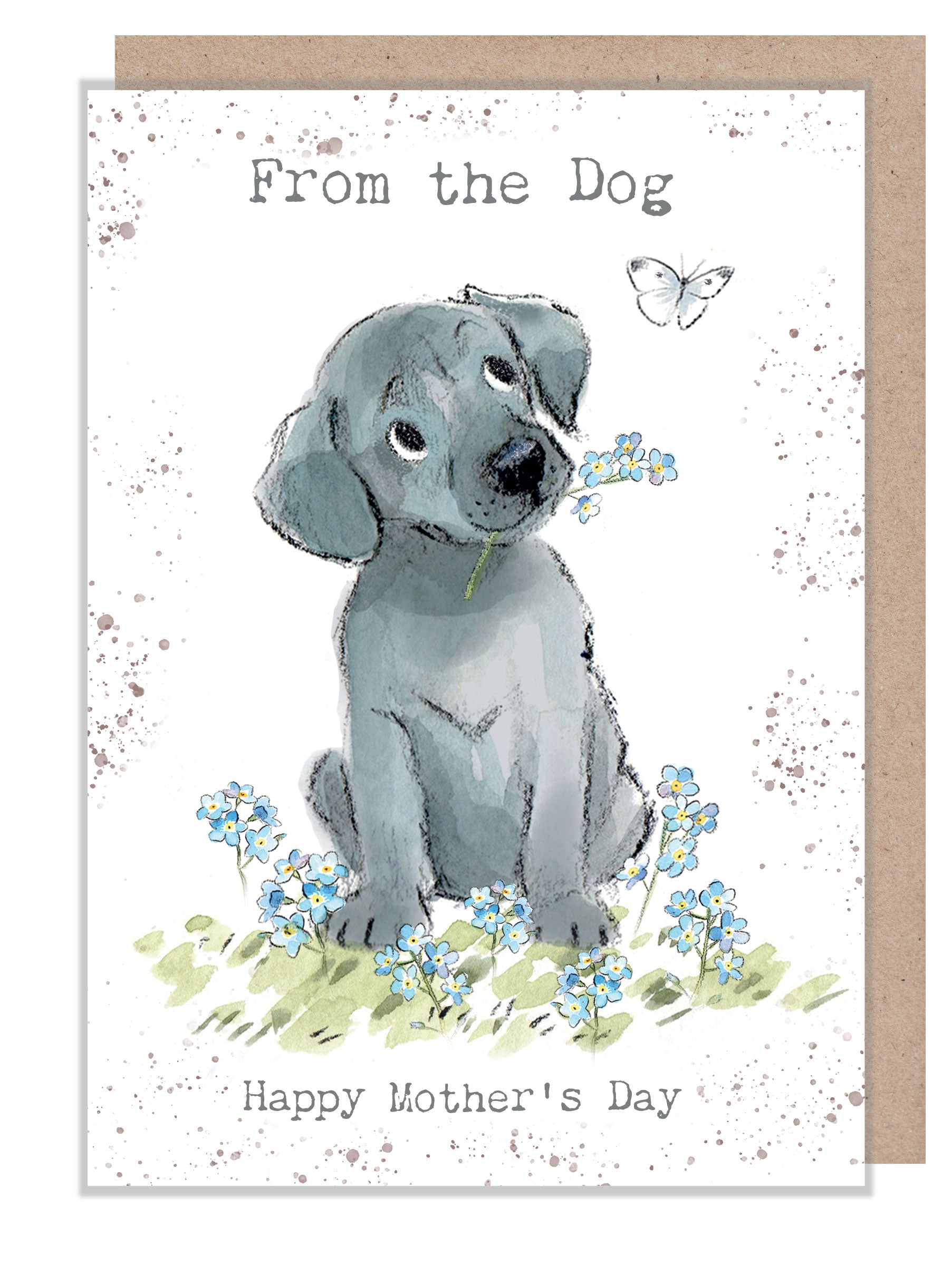 From the Dog - Mothers Day Card - Quality Greeting Card - Charming illustration - 'Absolutely barking' range  - Made in UK -  ABMD09