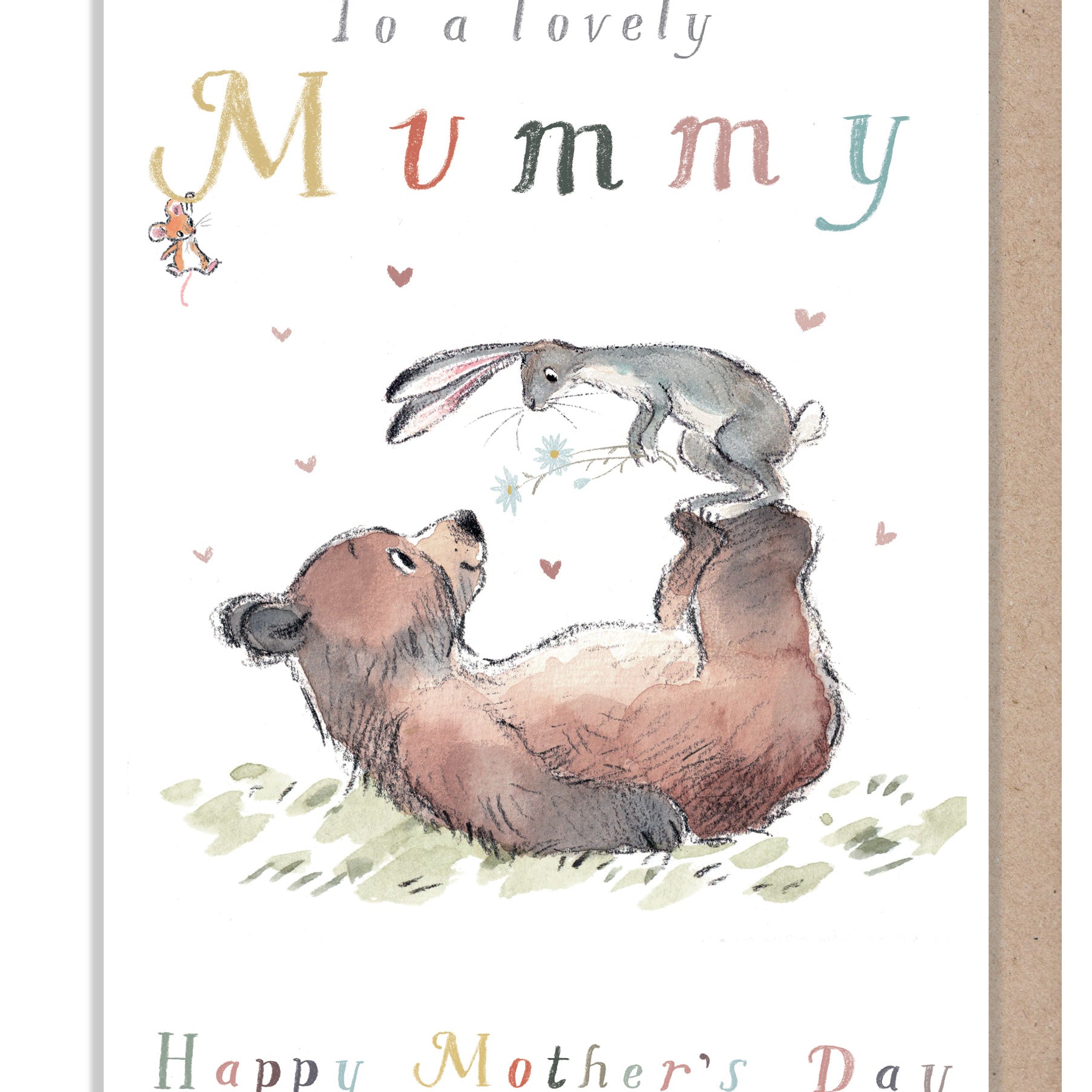 Mummy - Mothers Day Card - Charming illustration - The Bear the Hare and the Mouse - range - Made in UK -  BHMMD03