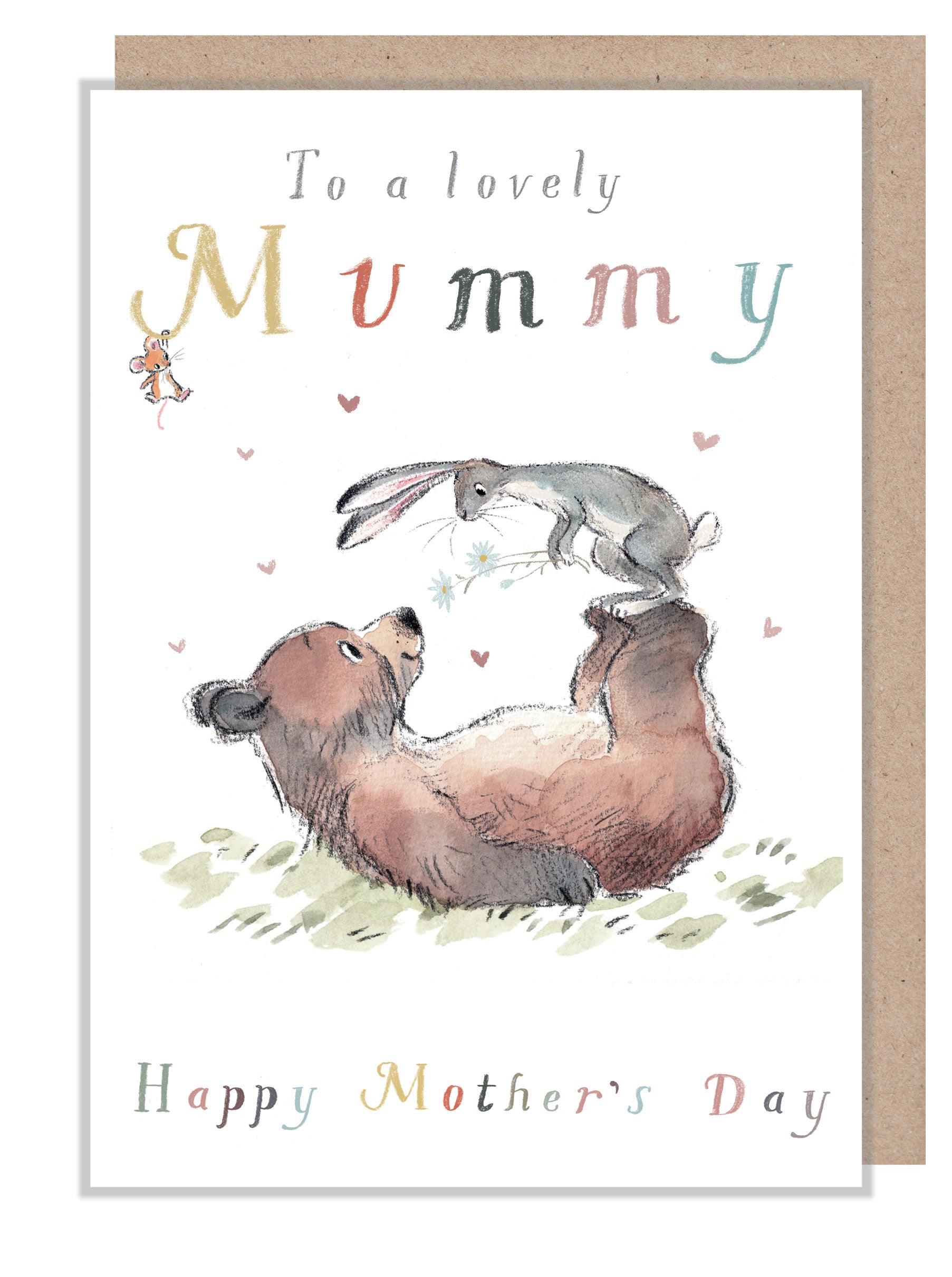 Mummy - Mothers Day Card - Charming illustration - The Bear the Hare and the Mouse - range - Made in UK -  BHMMD03