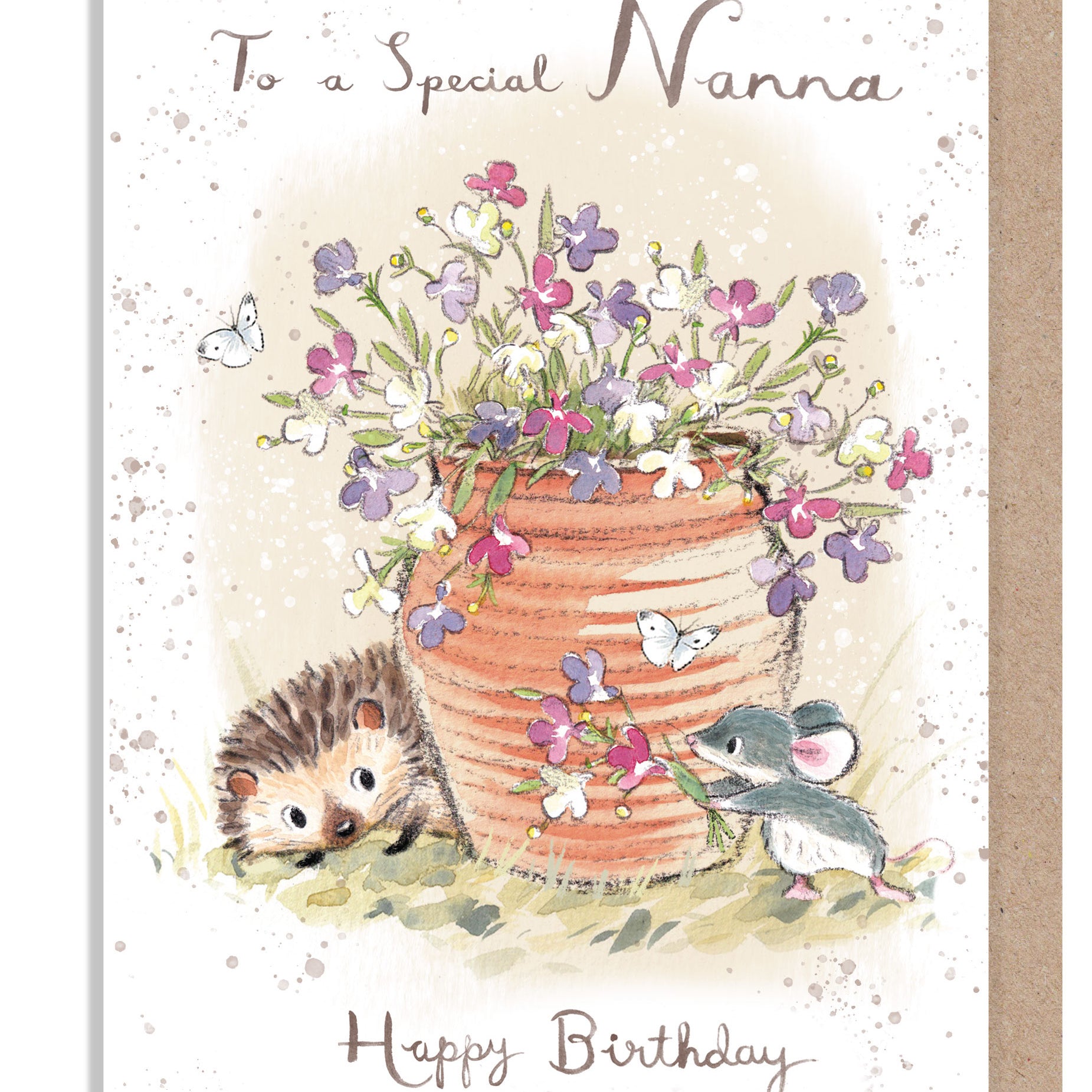Nanna Birthday Card - Quality Card - Hedgehog and Mouse - 'Morris and Maude' range -  MME014