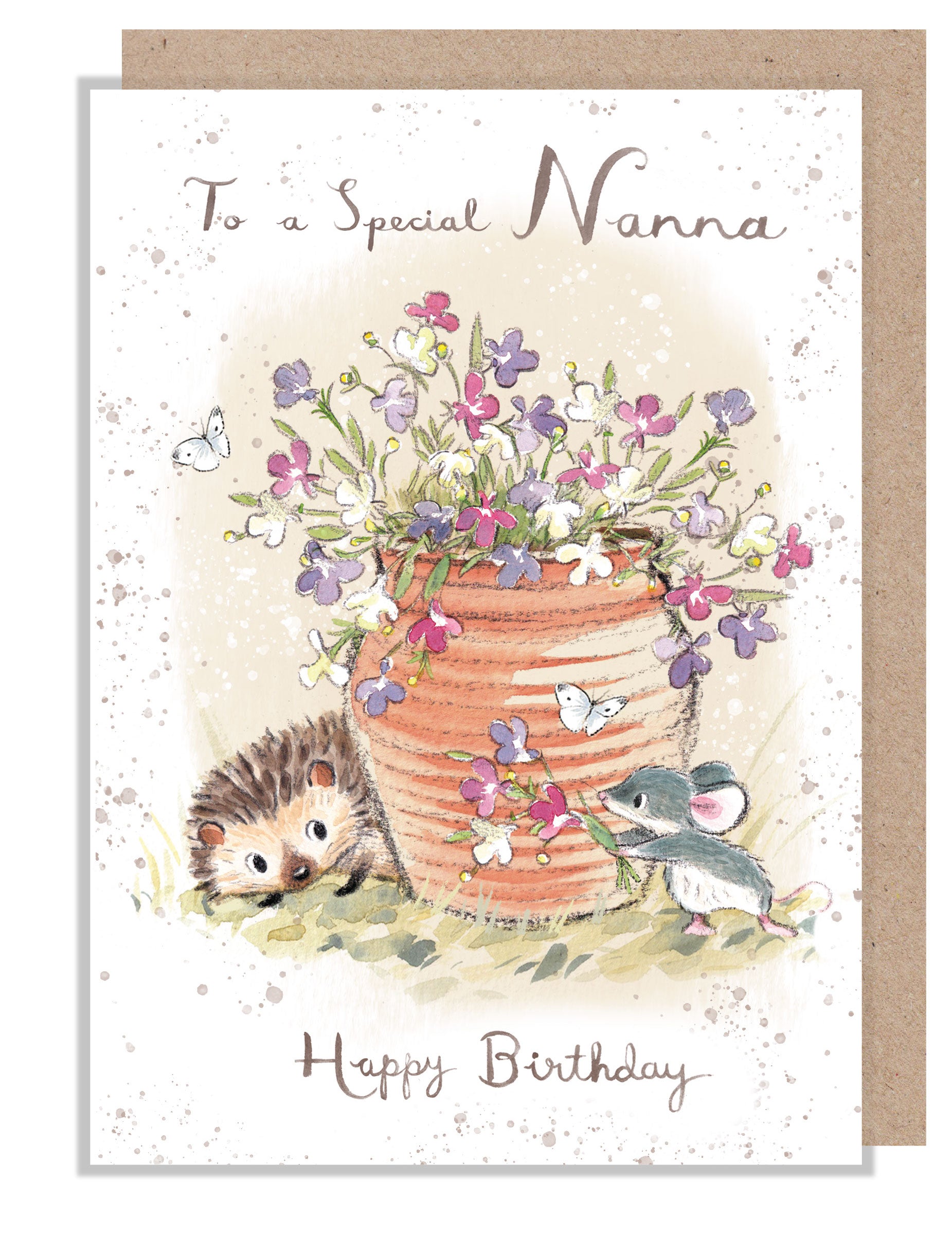 Nanna Birthday Card - Quality Card - Hedgehog and Mouse - 'Morris and Maude' range -  MME014