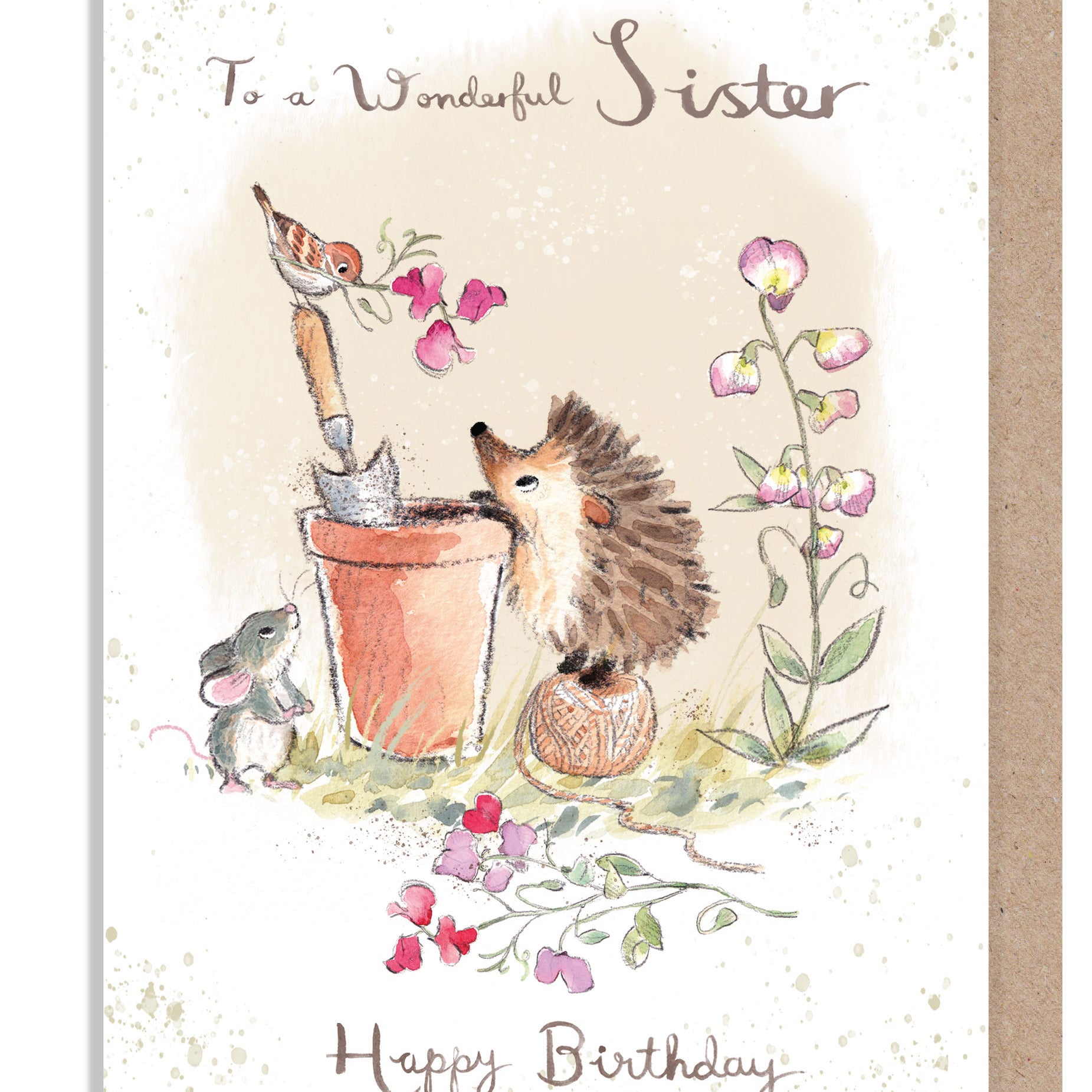 Sister Birthday Card - Quality Card - Hedgehog and Bird - 'Morris and Maude' range -  MME016