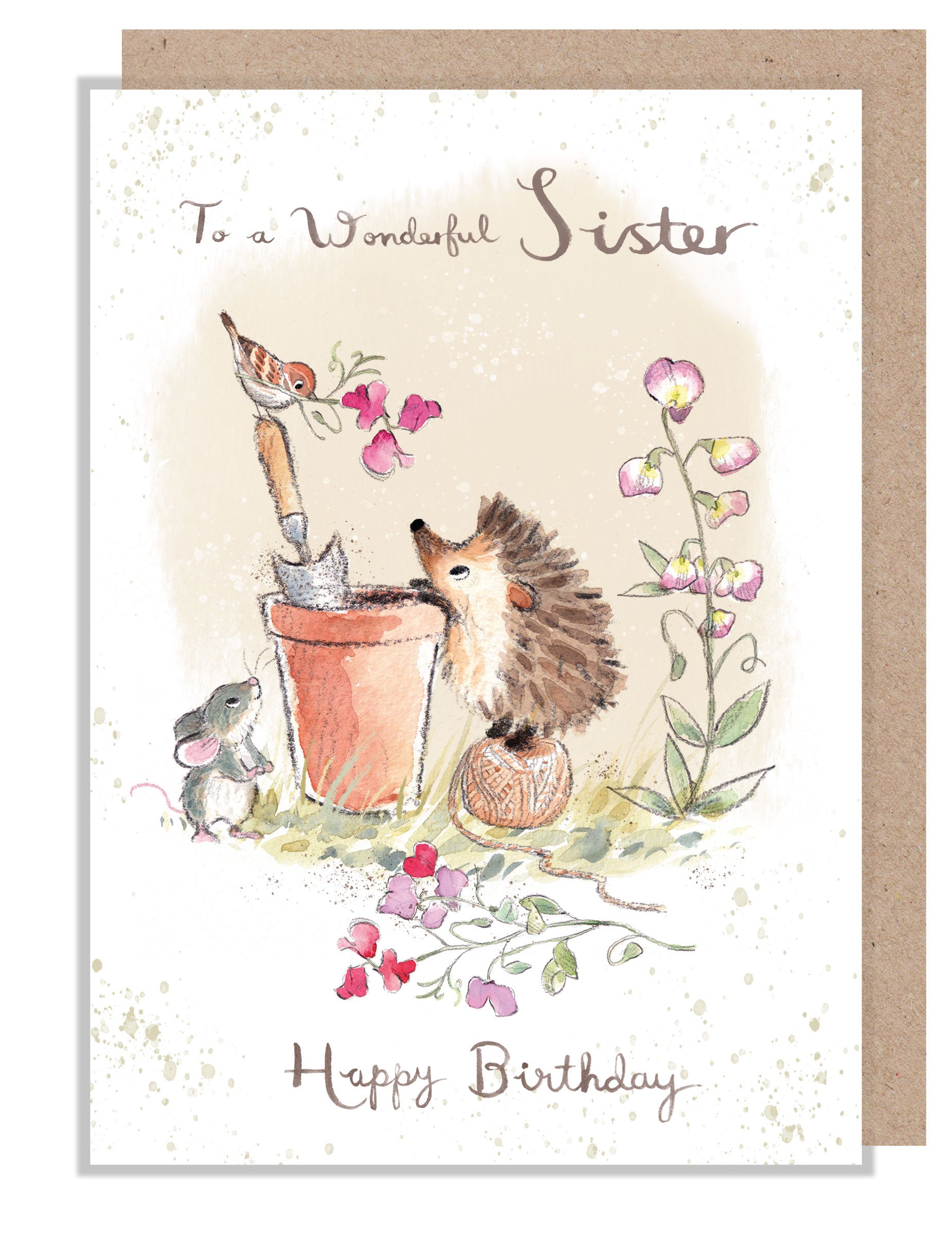 Sister Birthday Card - Quality Card - Hedgehog and Bird - 'Morris and Maude' range -  MME016