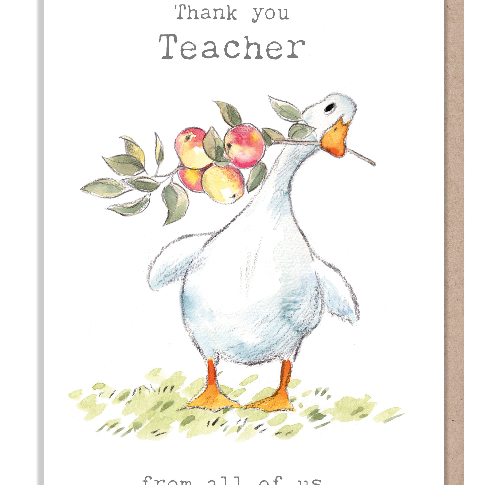Thank you Teacher - GIANT Card! Large enough for the whole class to sign! White Duck design - Extra LARGE Card A4 size - 210 x 297 mm XL016