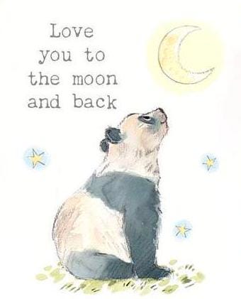 Quality Fridge Magnet - Love you to the Moon and Back - Panda design - MDF-  Made in the UK - FM04