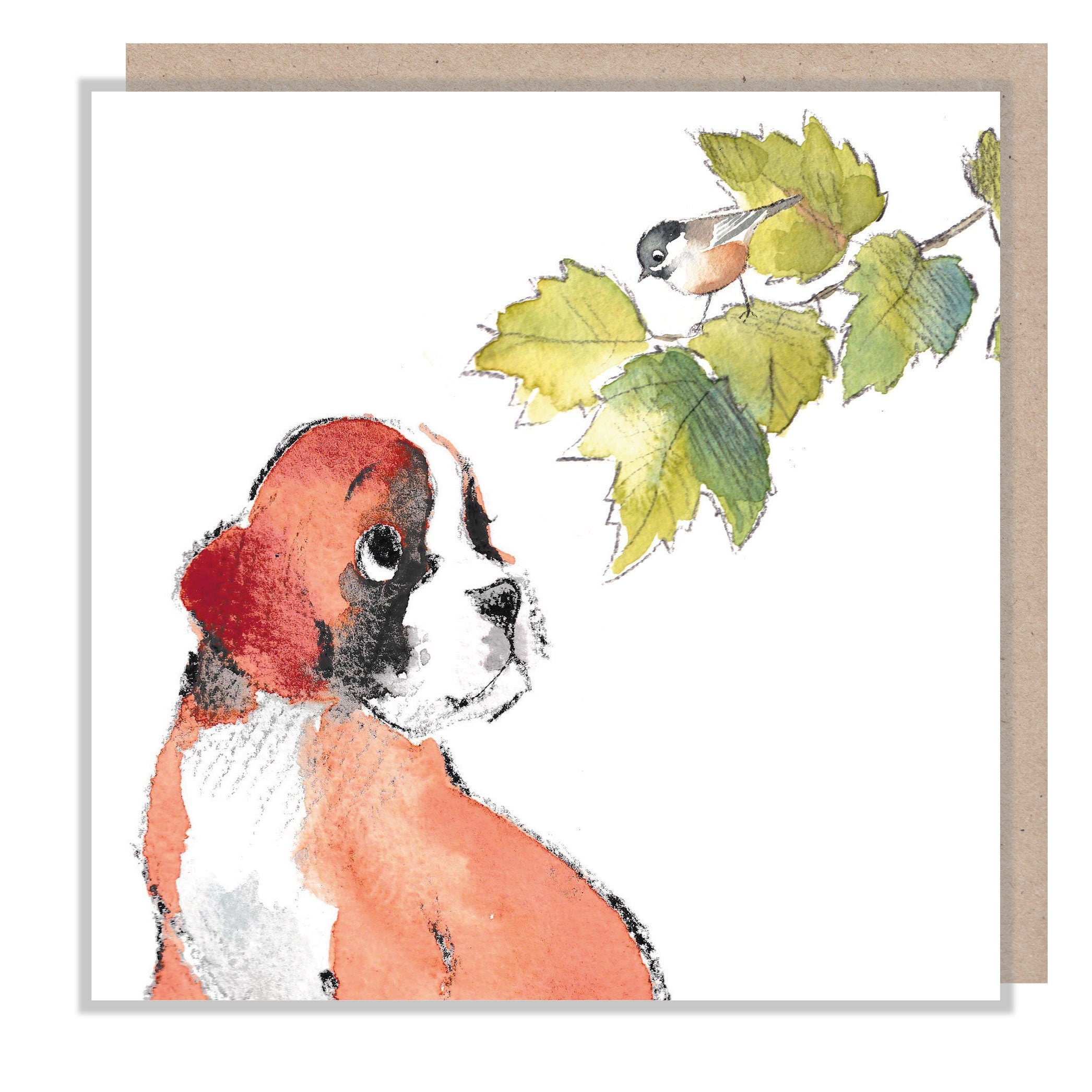 Blank Card - Boxer Dog Charming Hand-Drawn Illustration ABE071