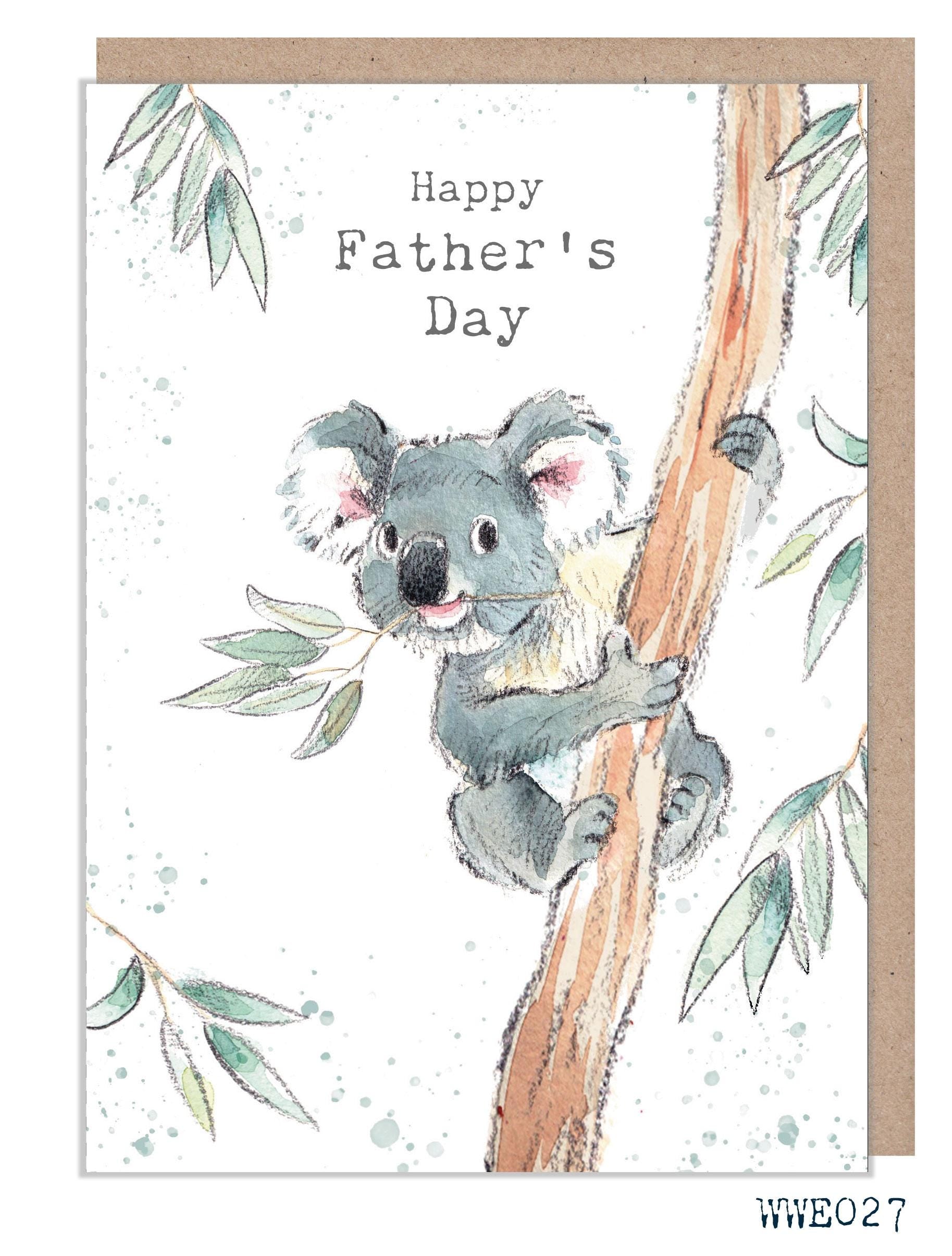 Fathers Day Card - Charming illustration - Koala in tree - 'Wonderfully Wild'  range - Made in UK -  WWE027