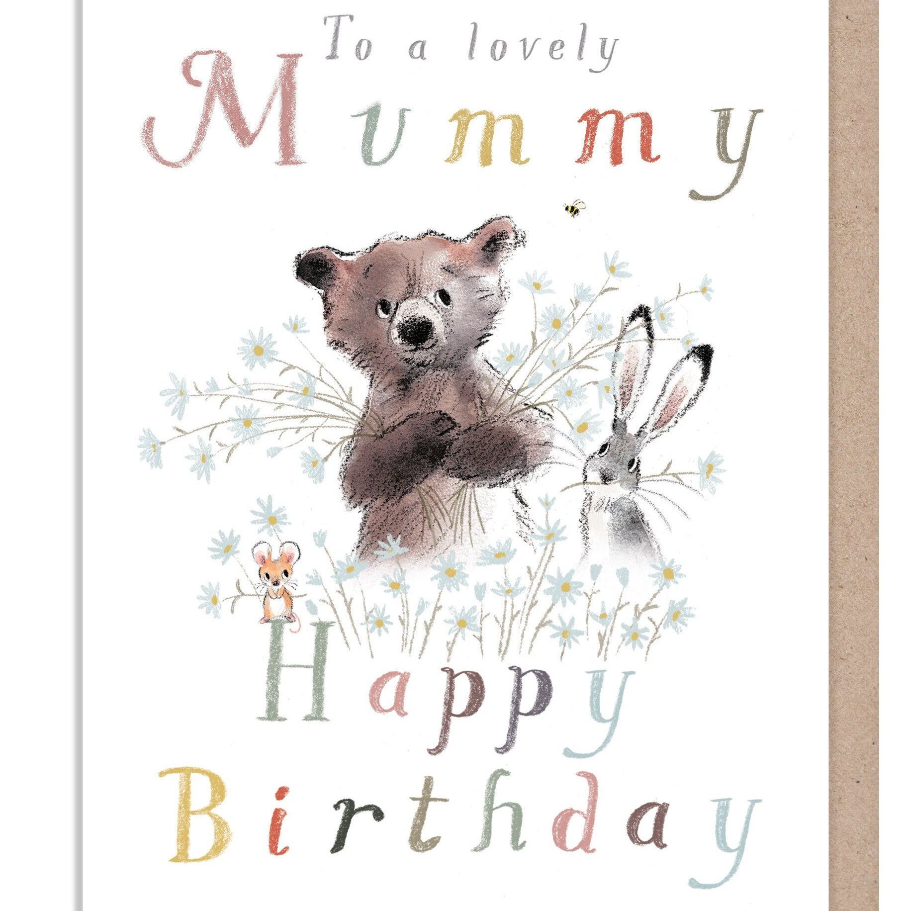 Mummy Birthday card- 'The Bear, the hare, and the mouse' range. Cute illustration - BHME027