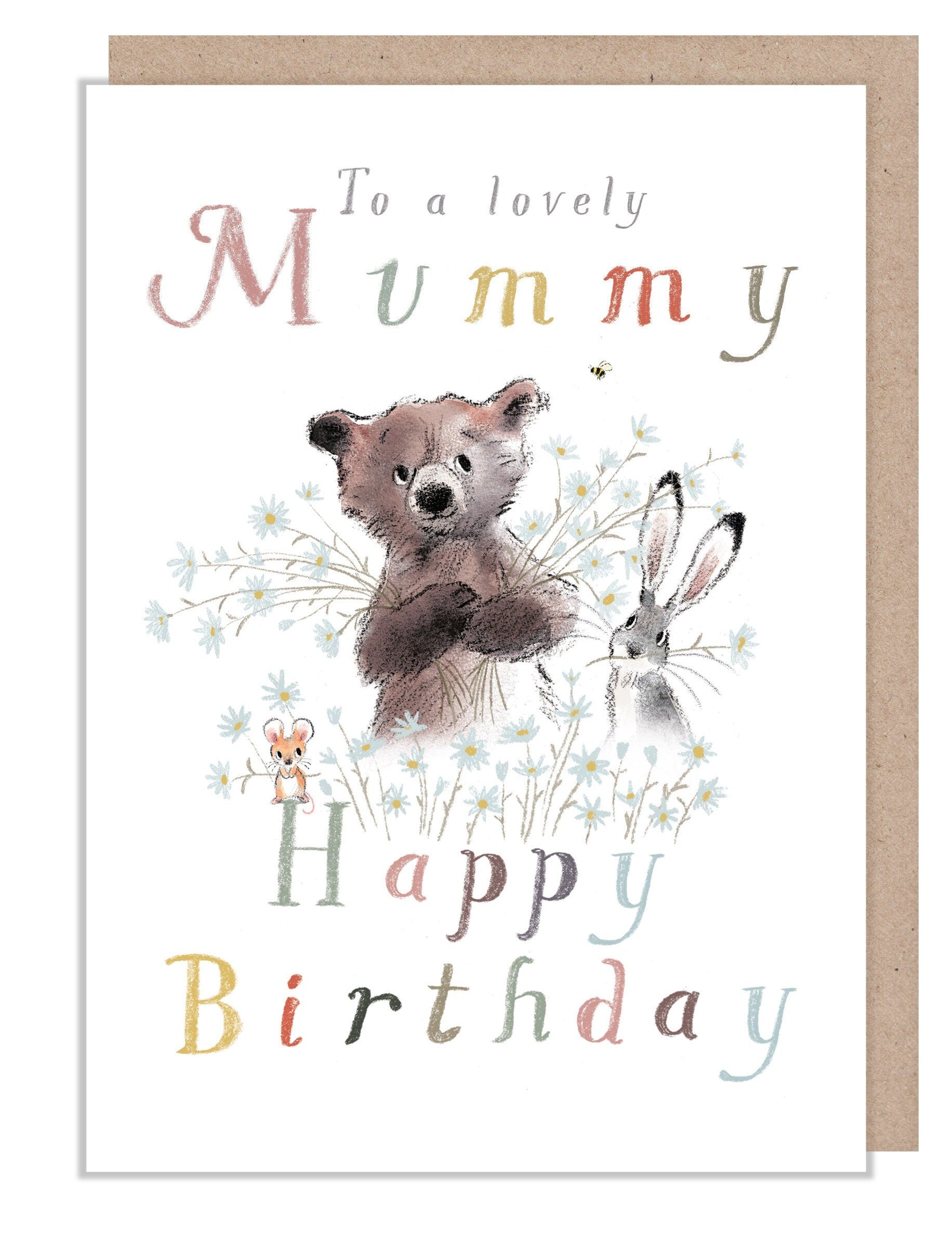 Mummy Birthday card- 'The Bear, the hare, and the mouse' range. Cute illustration - BHME027