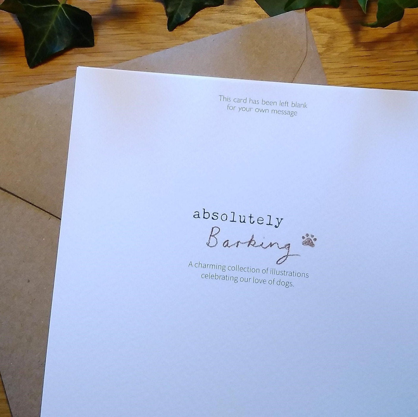 Thinking of you Card - Charming illustration - cute dog- 'Absolutely barking' range - Collie Dog - Made in UK -  ABE119