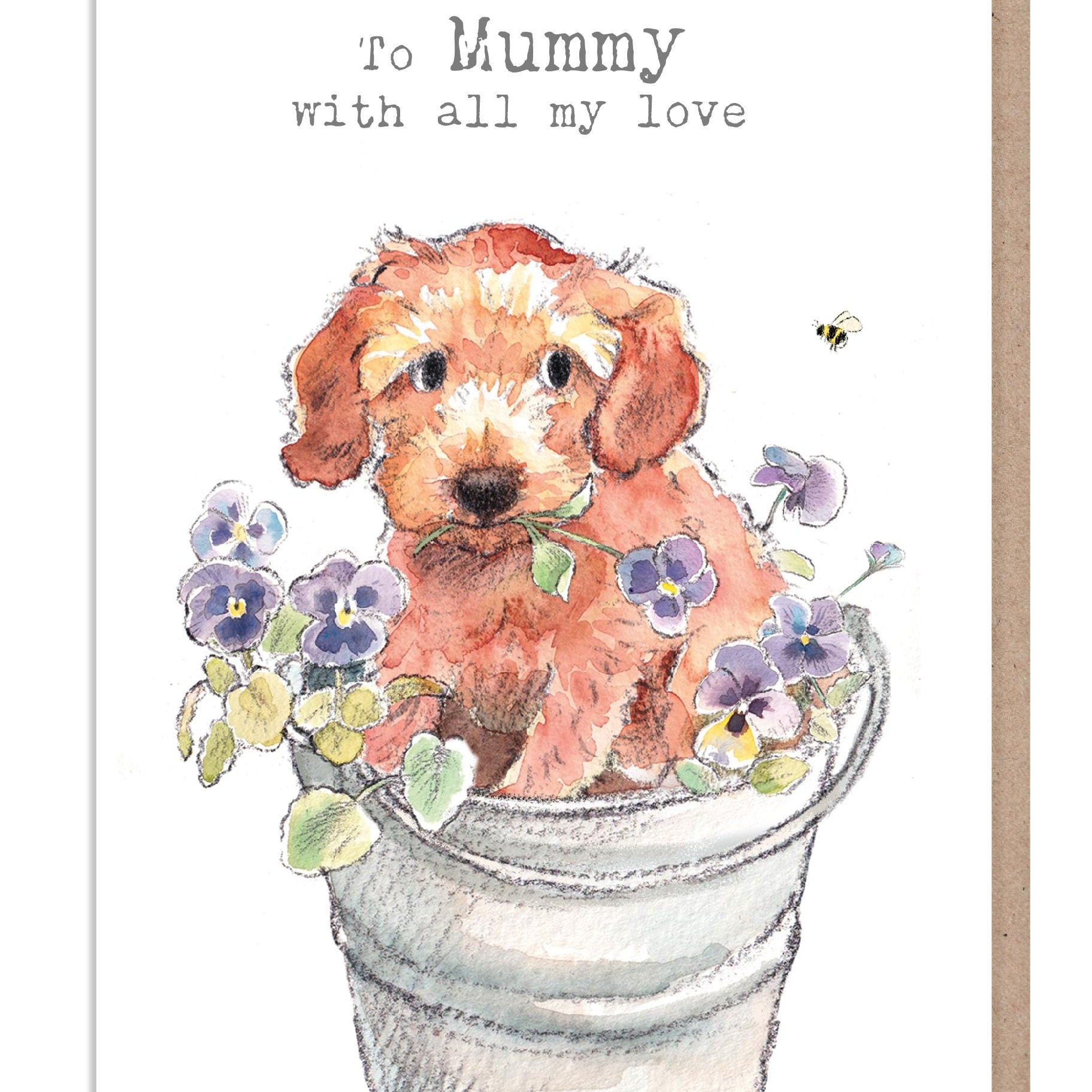 Mummy Card  - Quality Greeting Card - Charming illustration - 'Absolutely barking' range - Cute puppy - Made in UK - ABE109