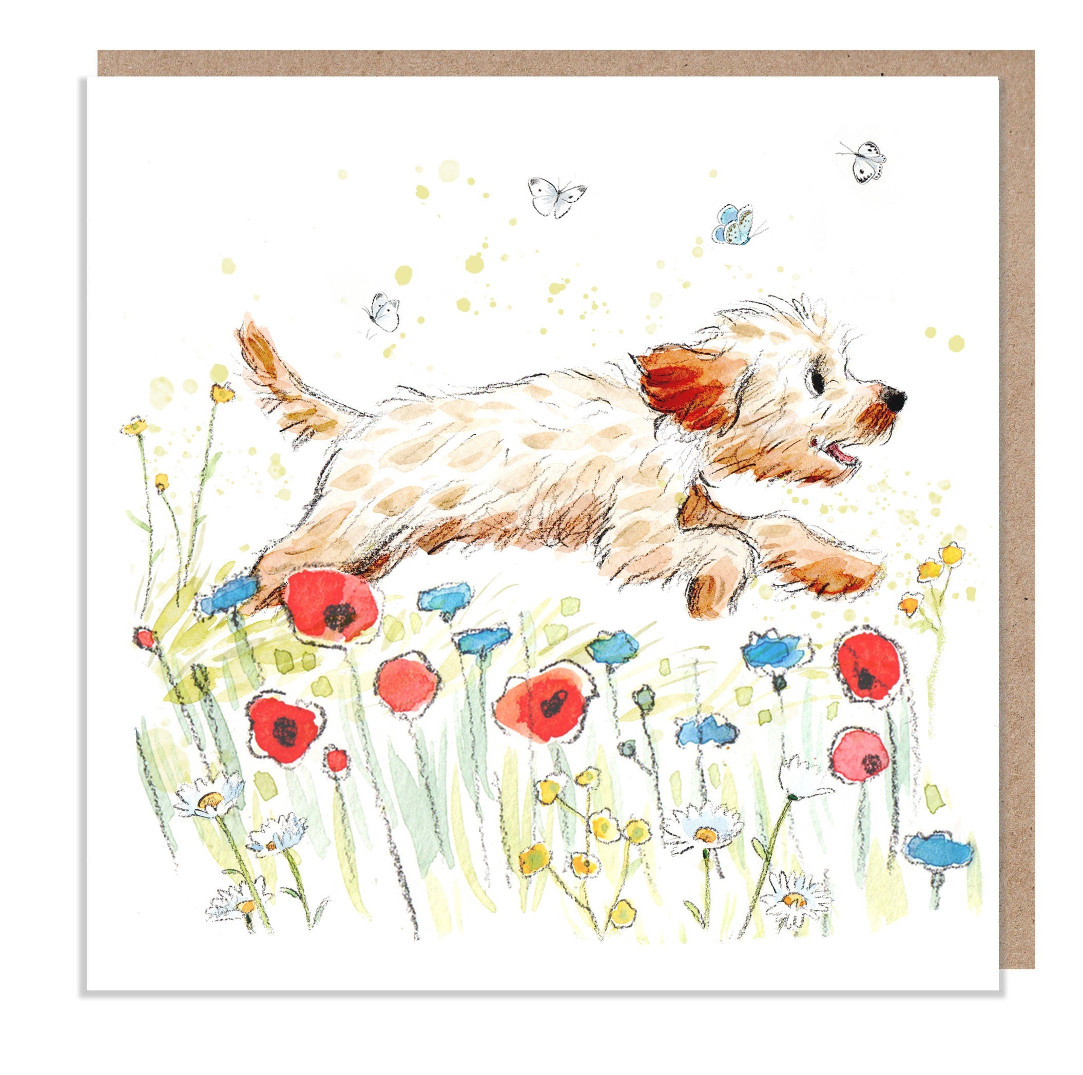 Blank Card - Quality Greeting Card - Charming Dog illustration - 'Absolutely barking' range -Cockapoo/Labradoodle type - Made in UK - ABE027