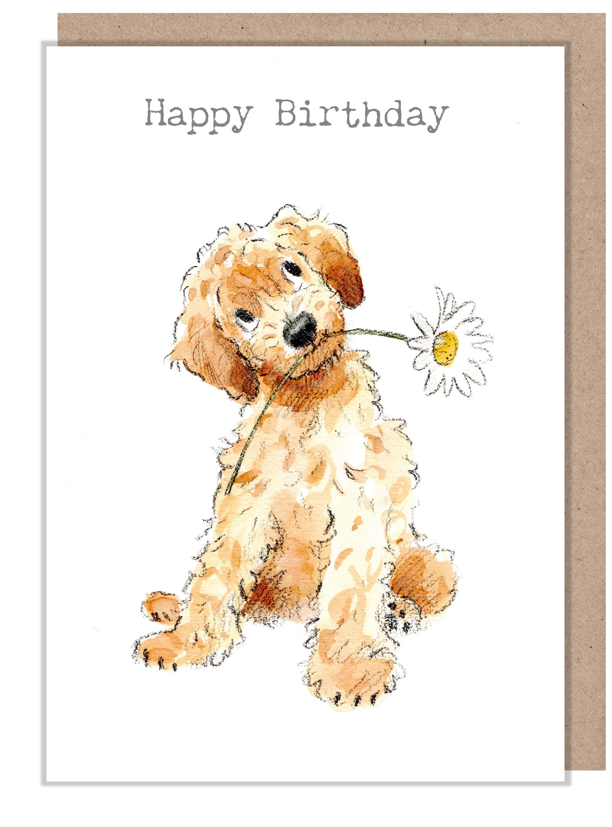 Giant Happy Birthday Card: Puppy with Flower Illustration (A4) - XL08
