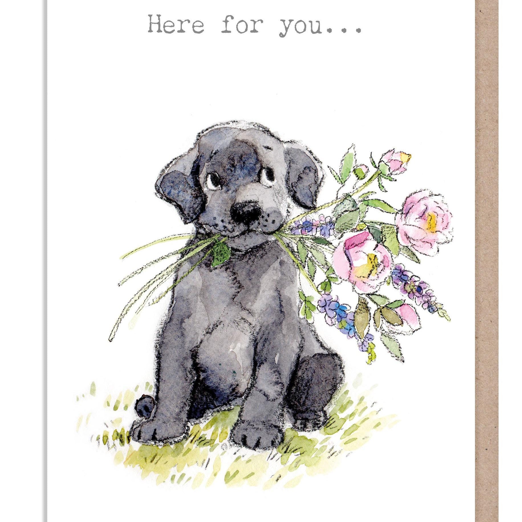 'Here for you' greeting card  - Dog Illustration ABE107