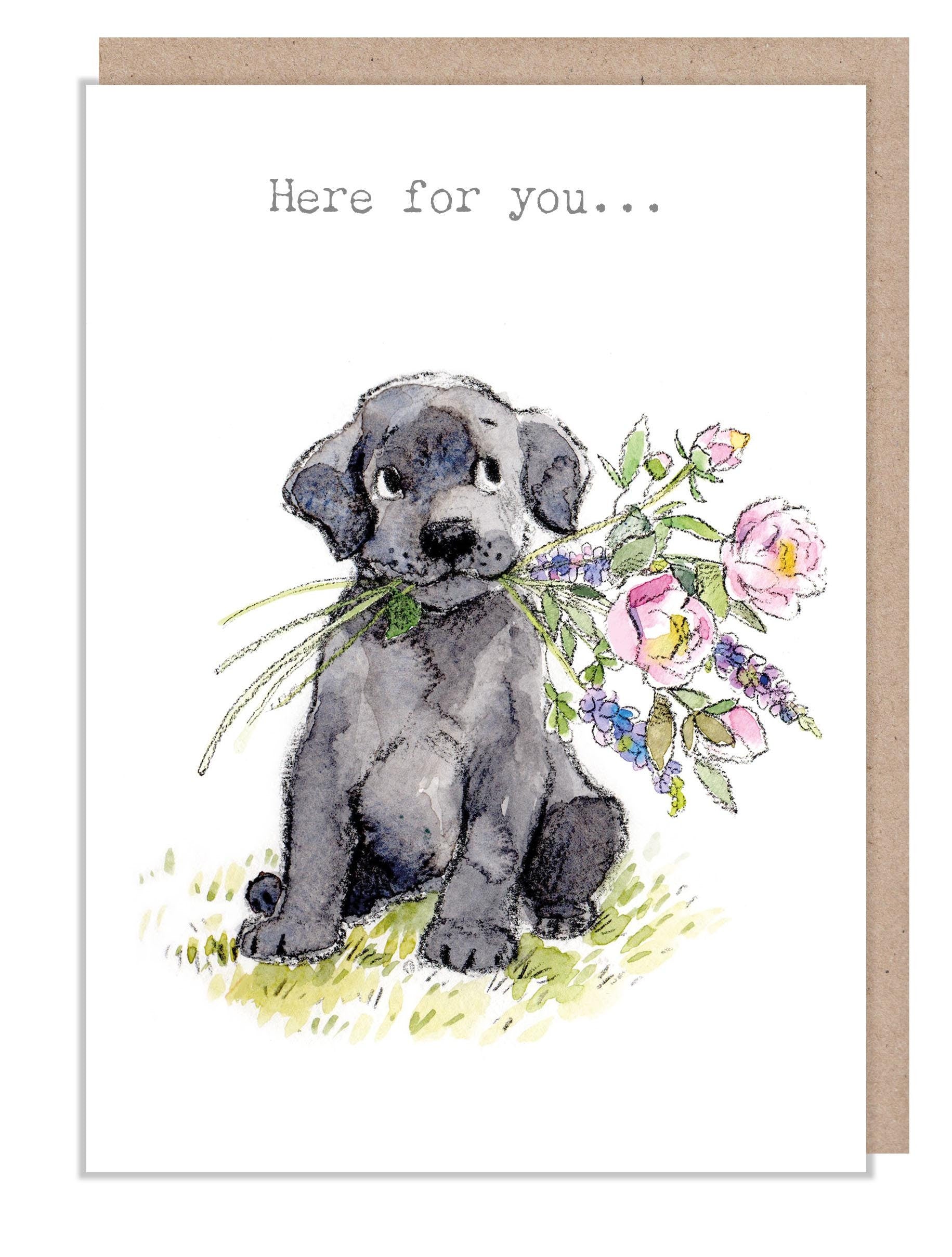 'Here for you' greeting card  - Dog Illustration ABE107