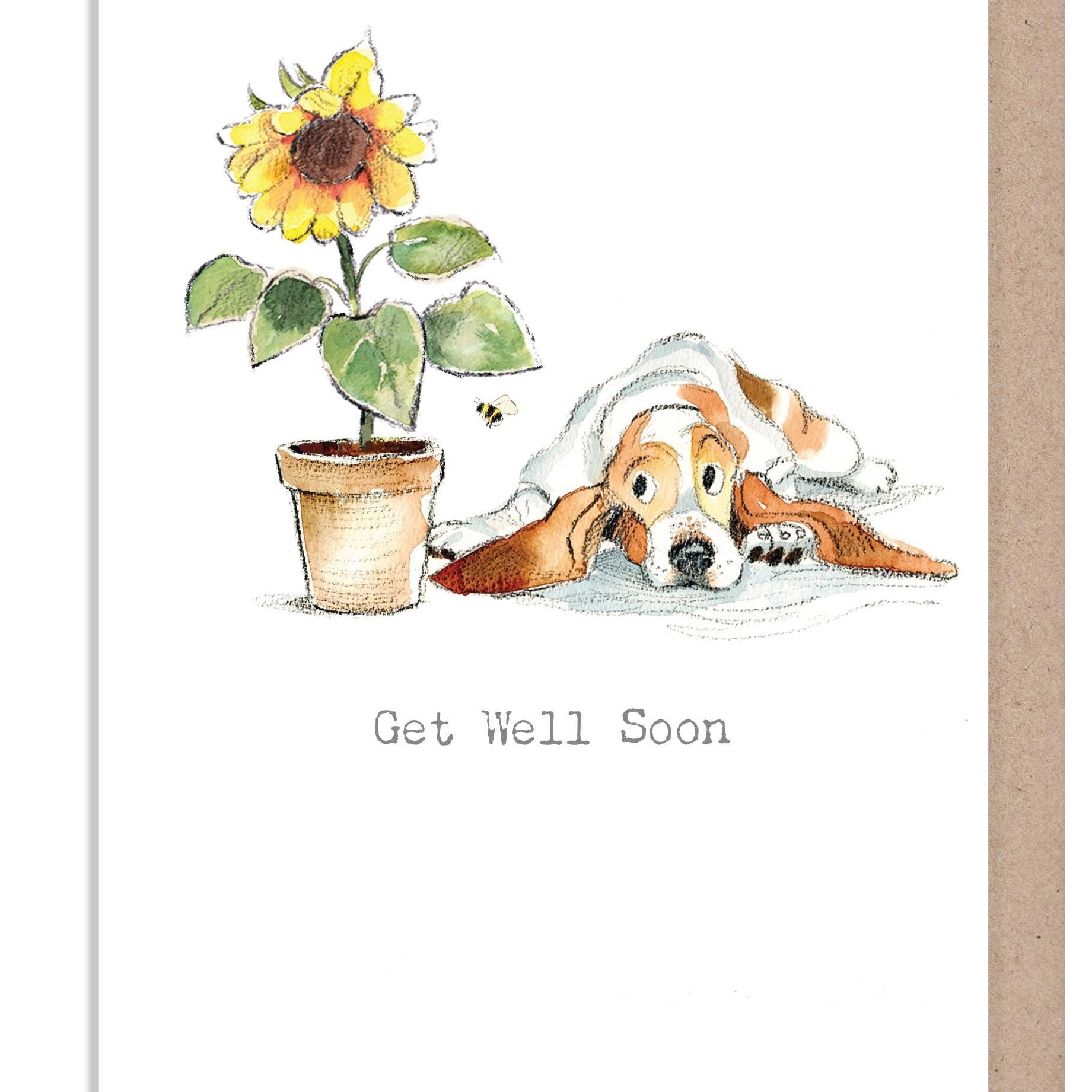 Get well Soon Card - Basset hound Illustration - absolutely barking range - ABE118