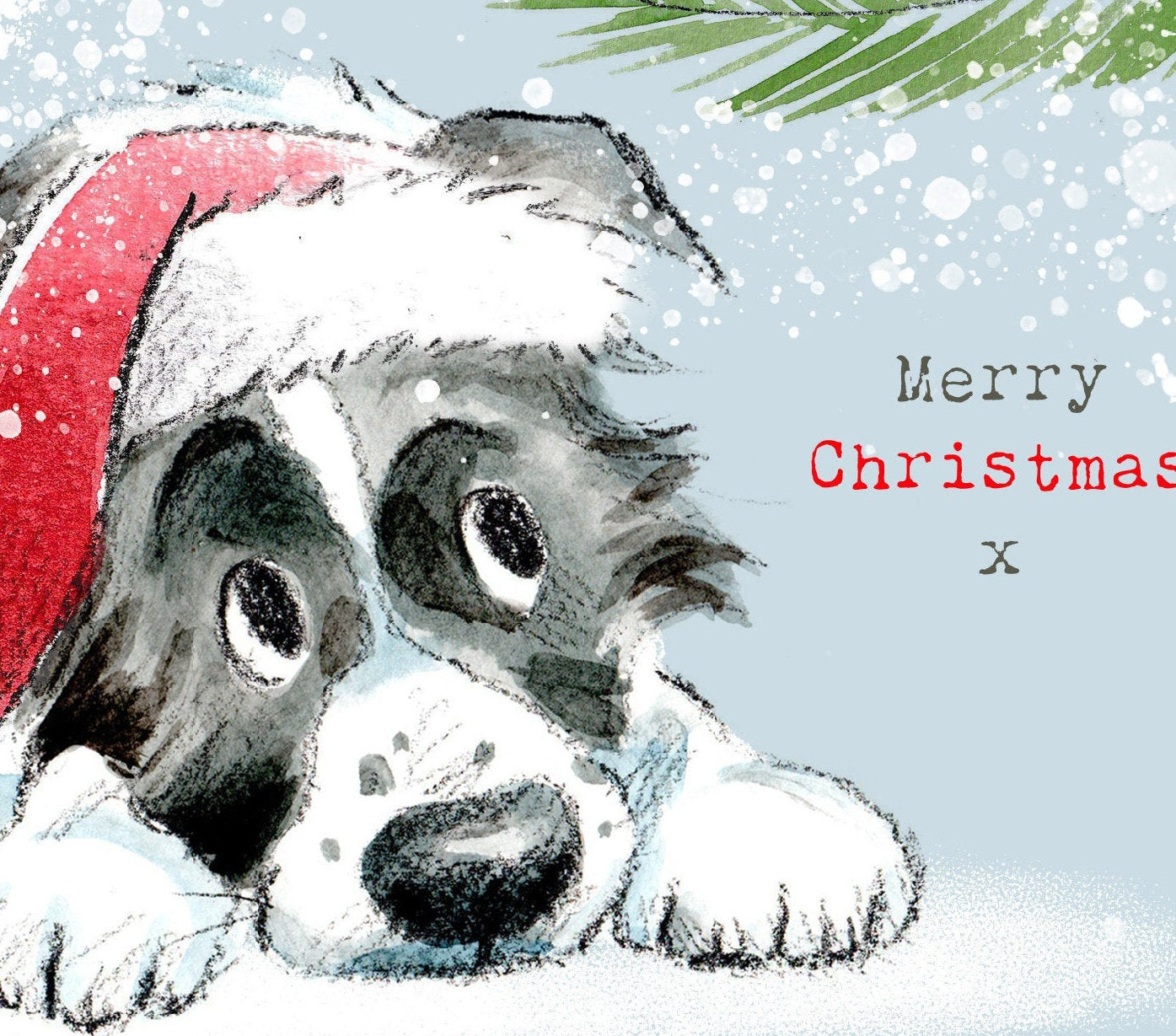 SON Christmas Card - Quality Christmas Card - Charming illustration - 'Absolutely barking' range- Border Collie- Made in UK -  ABX017