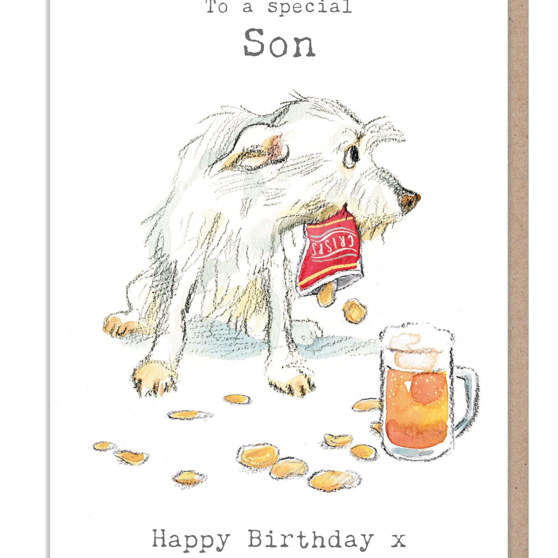 Son Birthday Card - Dog Illustration - absolutely barking range - ABE080
