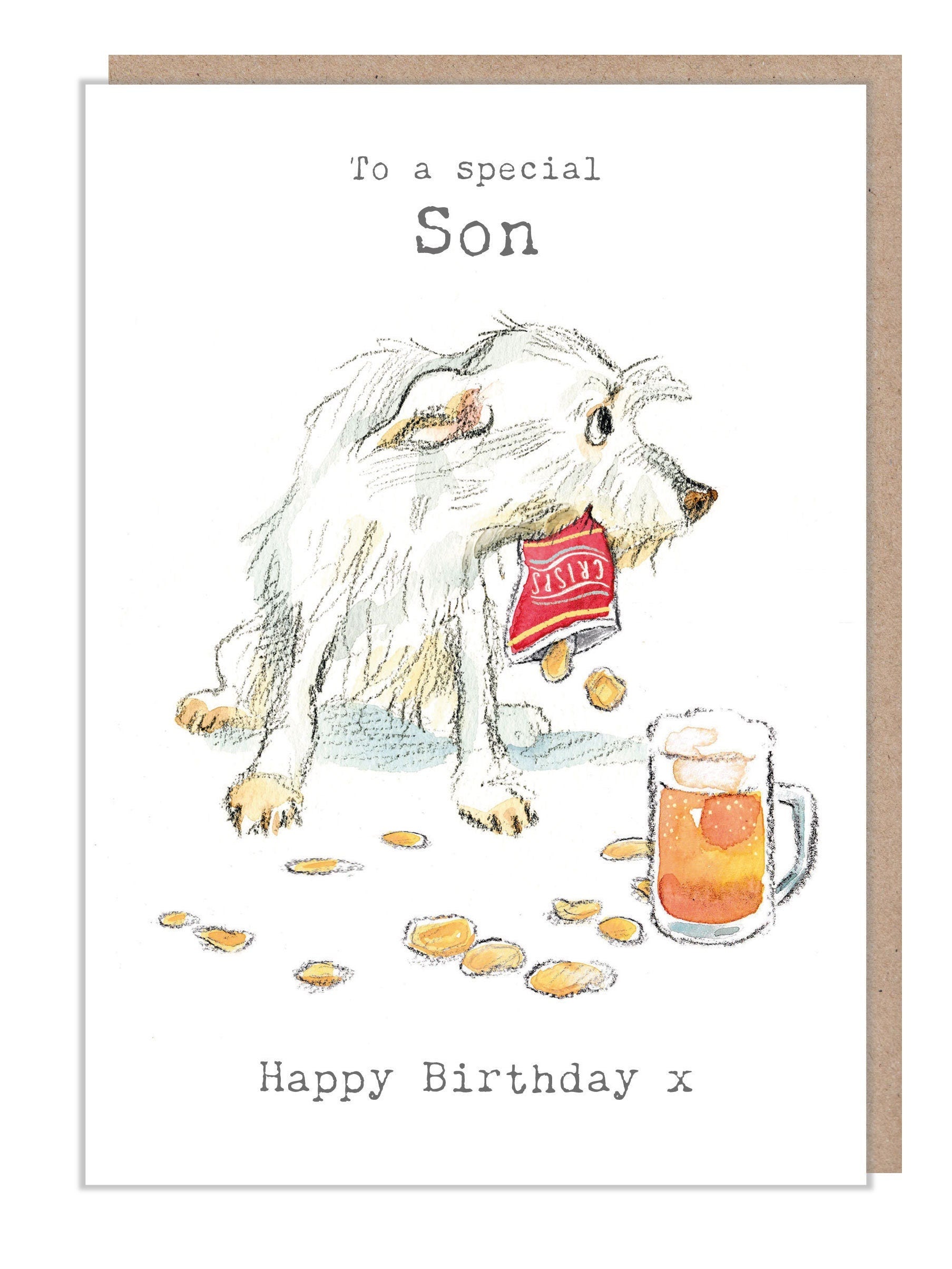 Son Birthday Card - Dog Illustration - absolutely barking range - ABE080