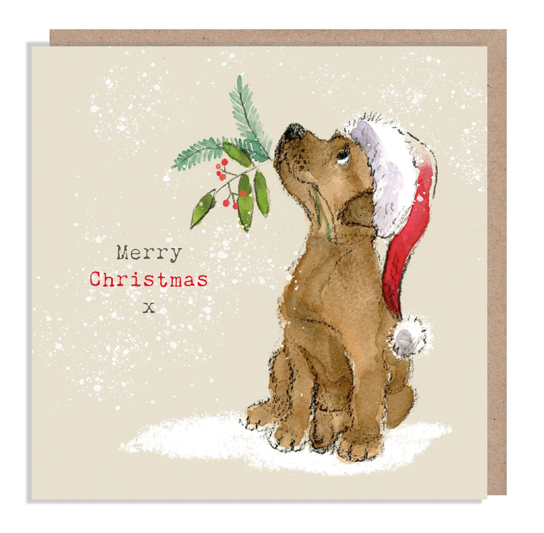 Chocolate Labrador Christmas Card: Charming Dog Illustration