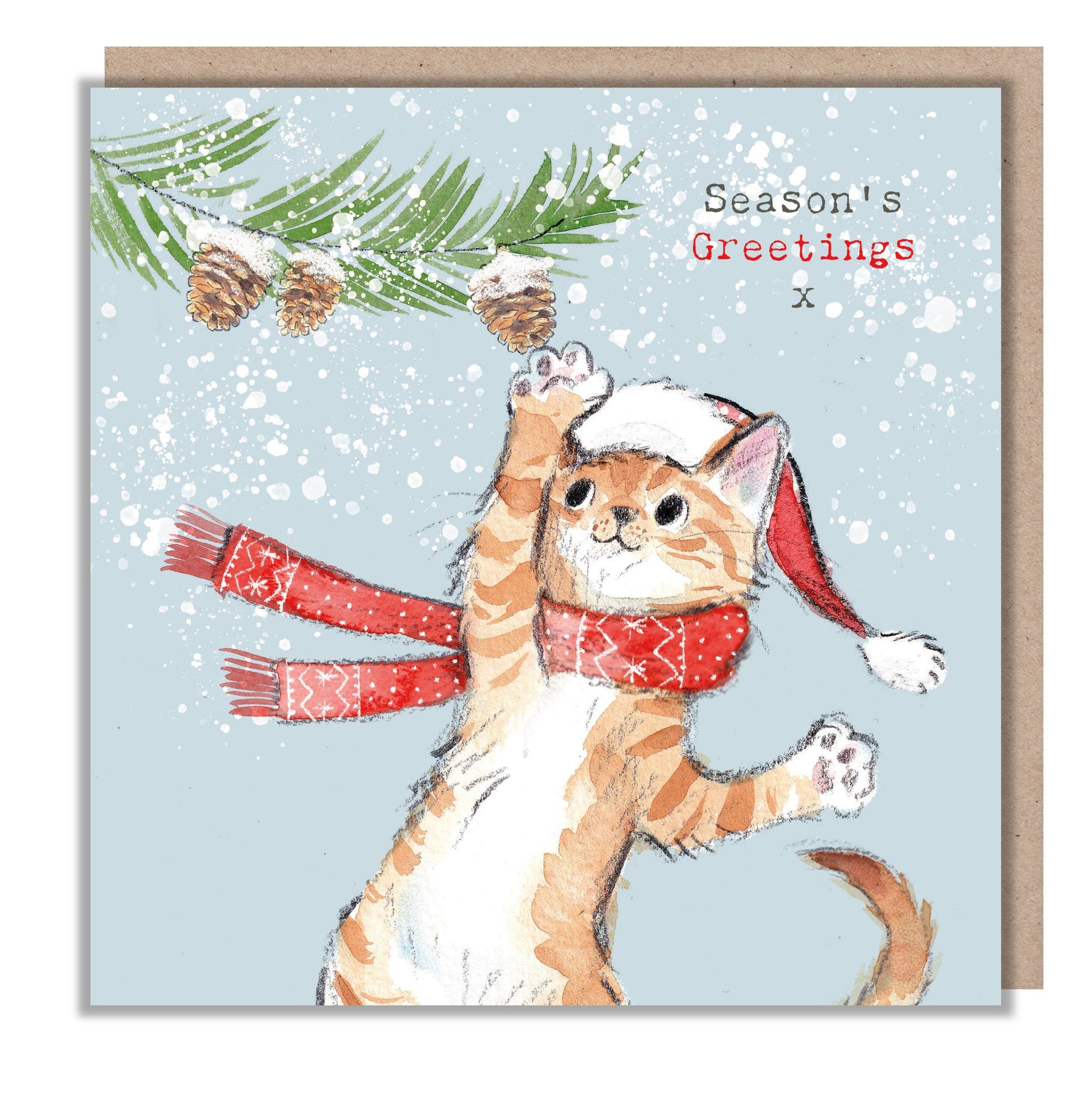 Ginger Cat Christmas Card: 'Pawsitively Purrfect' Holiday Greetings
