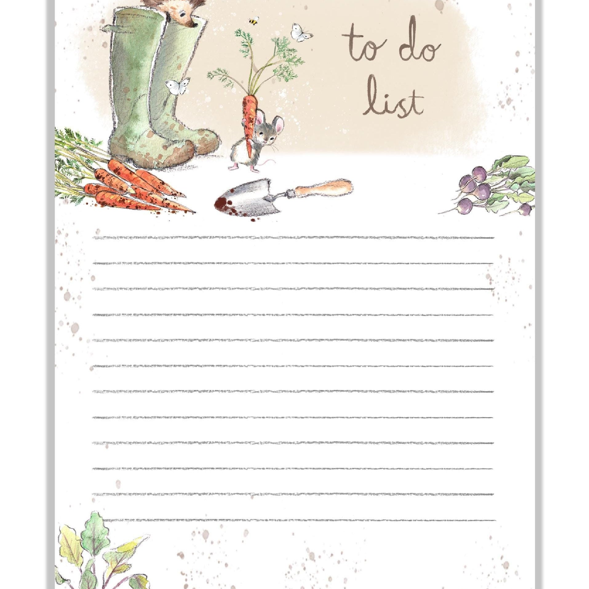 Cute notepad - A6 size - to do list - charming Hedgehog Illustration - 'Morris and Maude' range - made in the UK - NOTE013