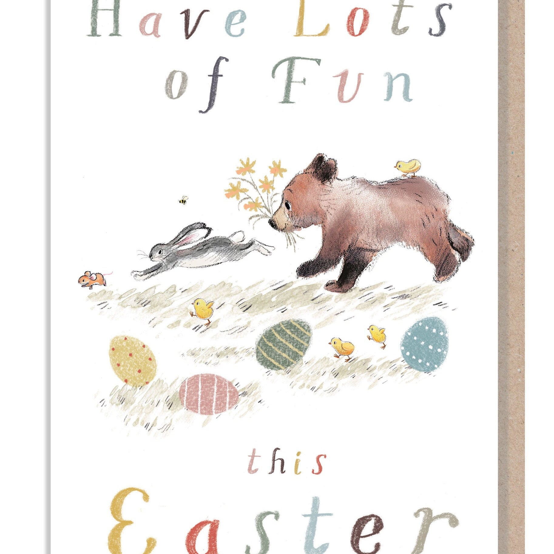 Easter Card, Quality Greeting Card, 'the Bear, the Hare, and the Mouse' , heart warming Illustrations, made in UK, BHMEASTER01