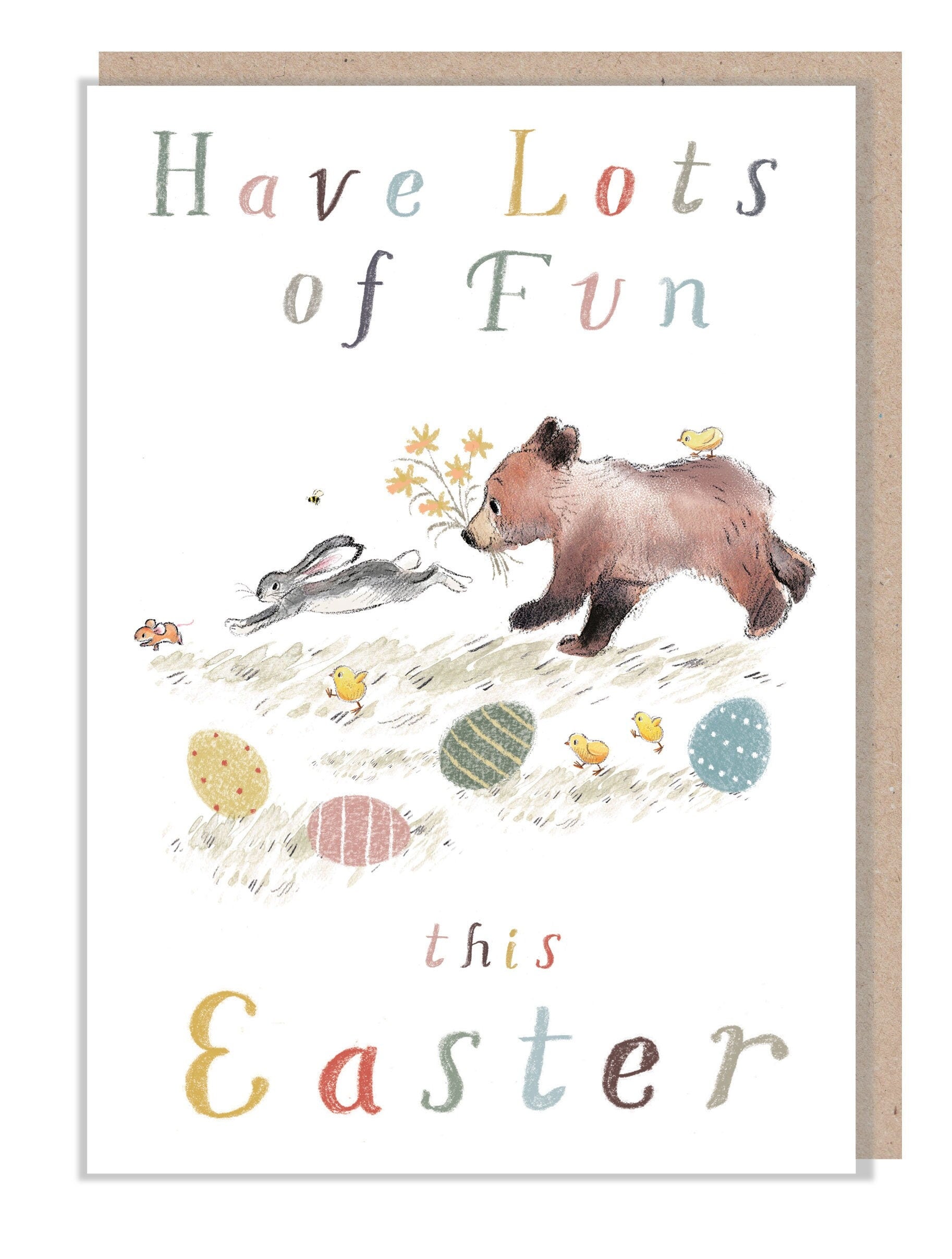Easter Card, Quality Greeting Card, 'the Bear, the Hare, and the Mouse' , heart warming Illustrations, made in UK, BHMEASTER01