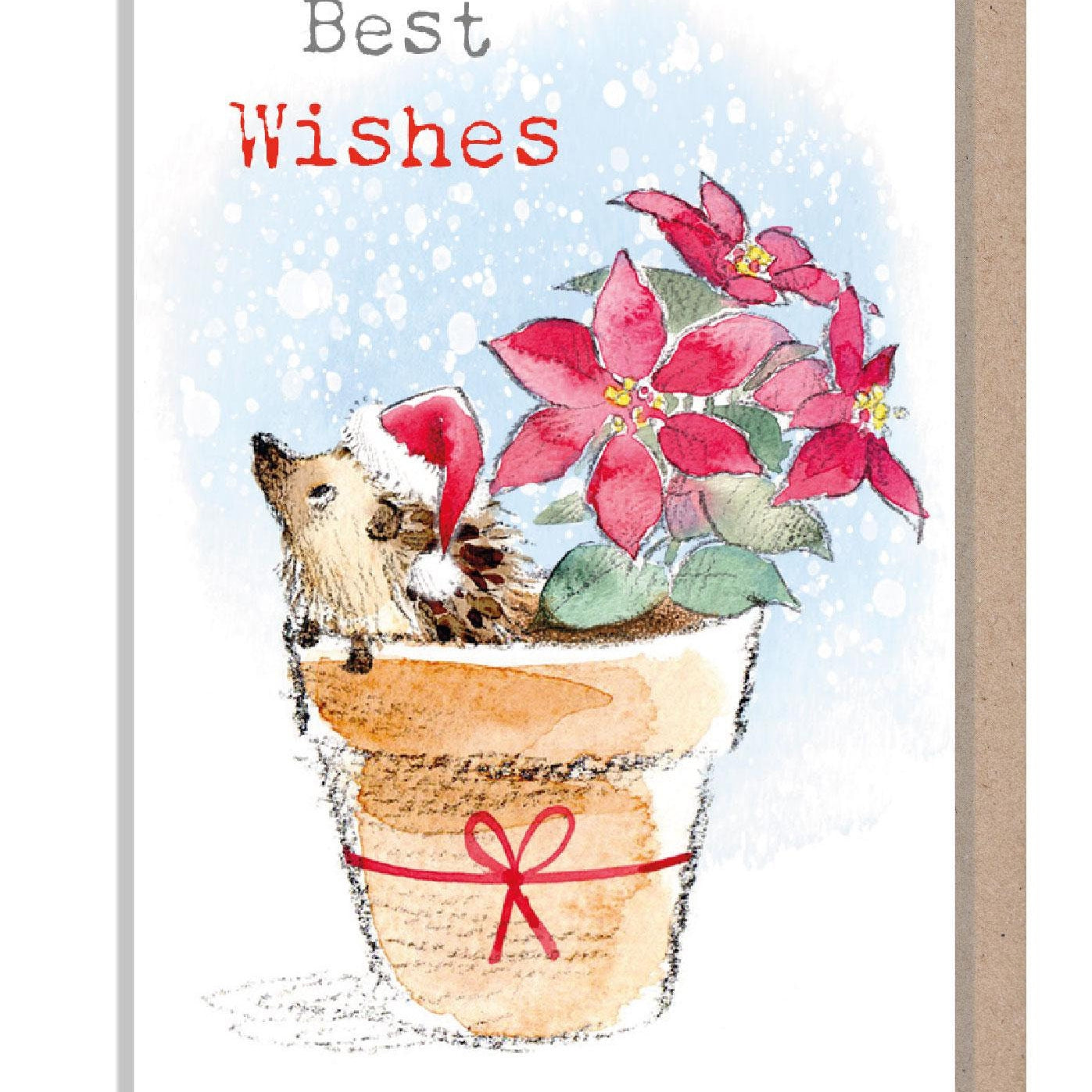 Small Christmas Gift Card - Quality folded gift card with envelope for a special gift - Best Wishes- Brown puppy design - made in UK GC05