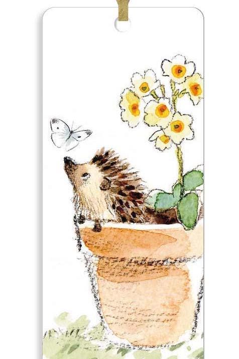 Bookmark with Ribbon - Hedgehog with Butterfly Illustration BM01