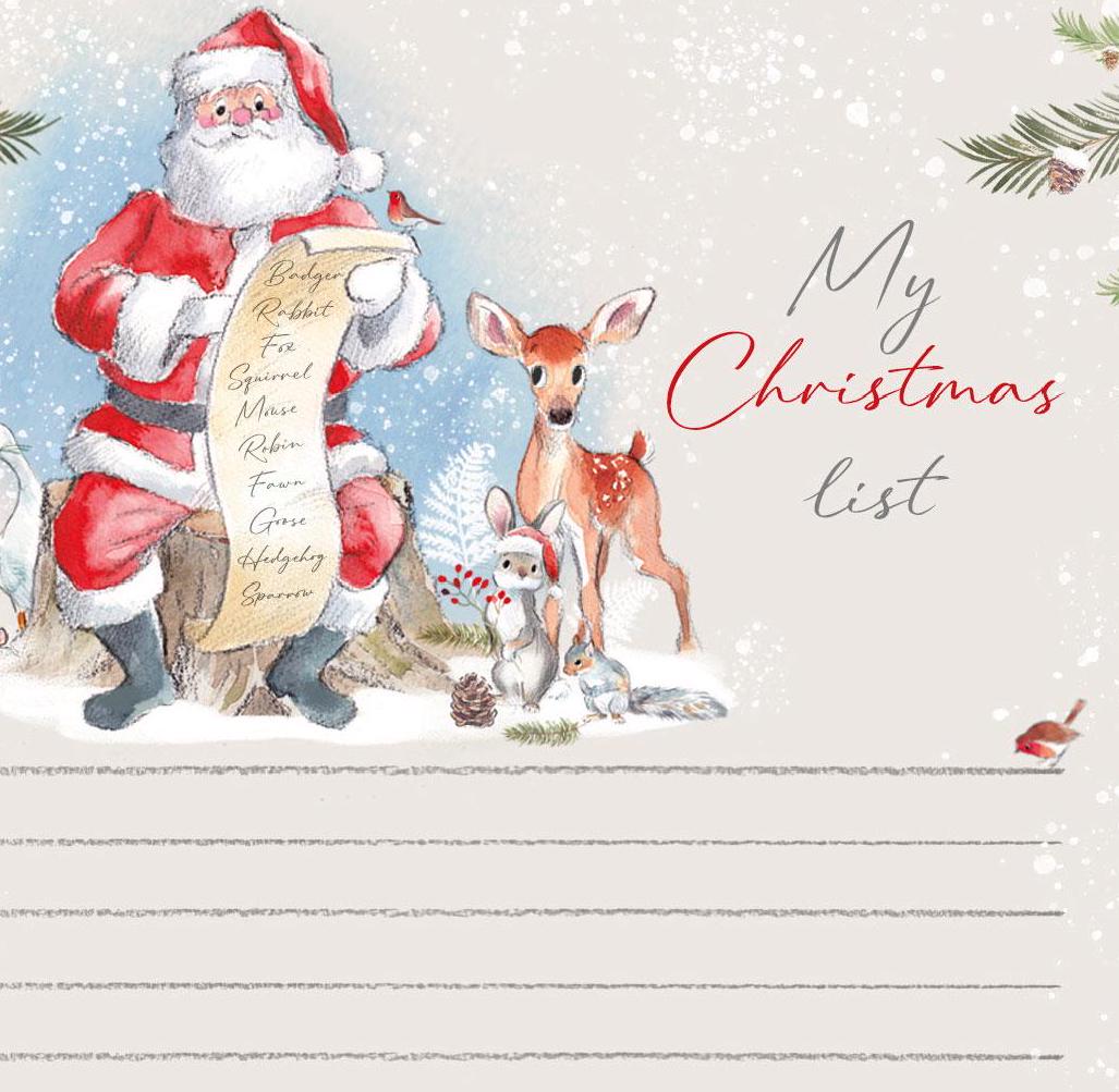Christmas Notepad - A6 size - My Christmas List - Wintery tails - charming Santa Illustration - made in the UK - XNOTE01