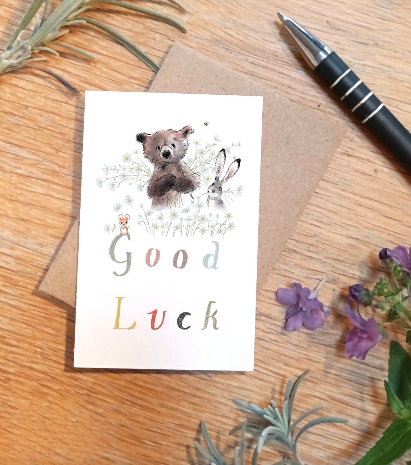 Little keepsake card - Good Luck - credit card size - Write a little message on the back to be kept in purse, wallet or pocket - LM06