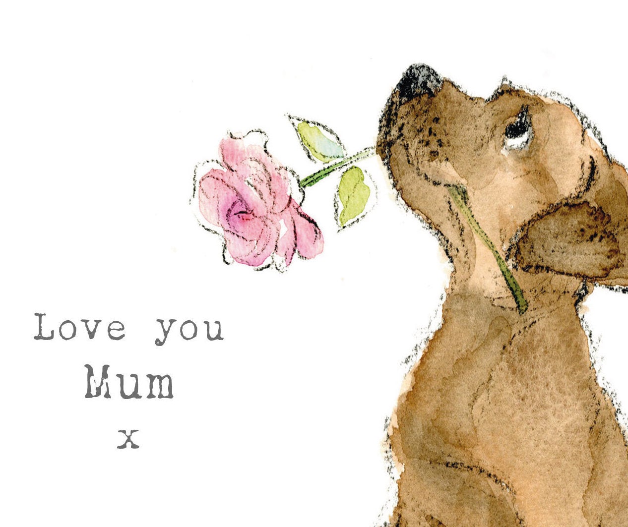 Mum Birthday - I love you Mum - Quality Greeting Card - Charming illustration - 'Absolutely barking' range -  Labrador- Made in UK - ABE015