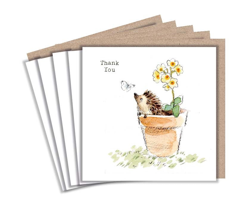 Thank you pack - 5 small quality cards with brown recycled envelopes (125 x 125mm)