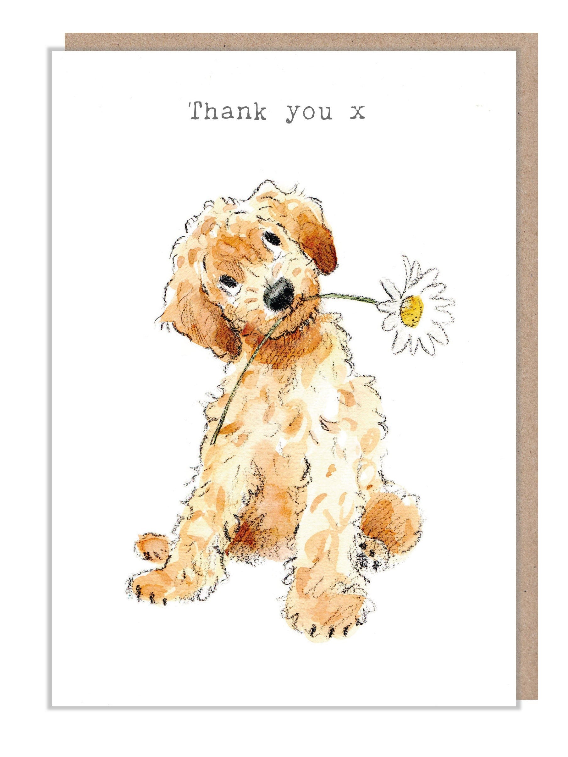 Thank You Card - Quality Greeting Card - Charming Dog illustration - 'Absolutely barking' range -  Cockapoo - Made in UK -  ABE014