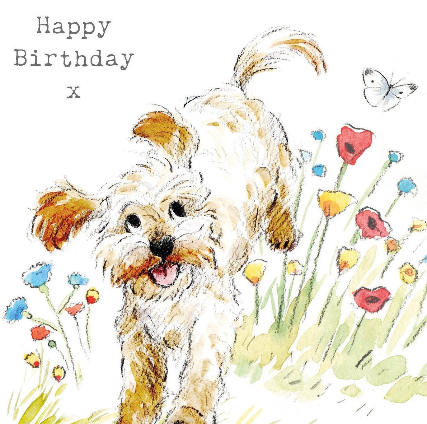 Dog Birthday Card - Quality Greeting Card - Charming illustration - 'Absolutely barking' range - Cockapoo/Labradoodle - Made in UK -  ABE07