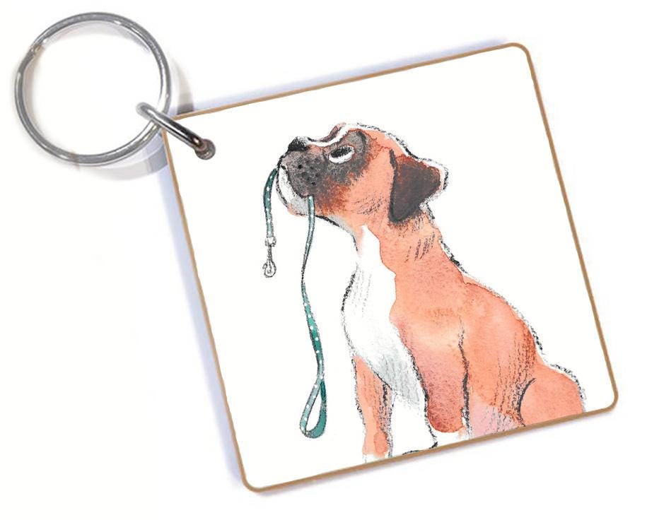Quality Keyring - boxer design - double sided - MDF-  Made in the UK  - KR012
