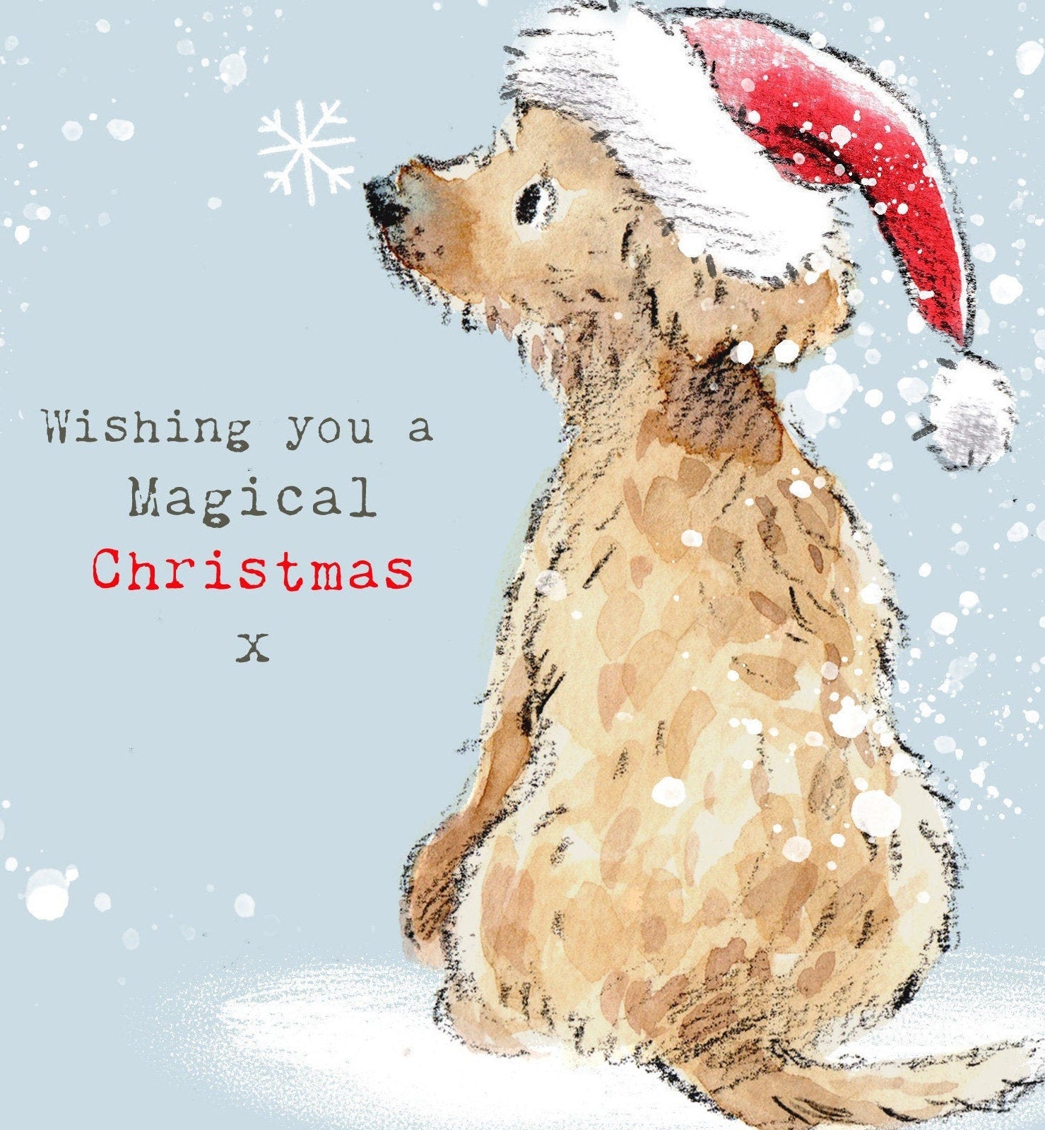 Dog Christmas Card - Quality Christmas Card - Charming illustration - 'Absolutely barking' range-Cockerpoo/Labradoodle- Made in UK -  ABX010