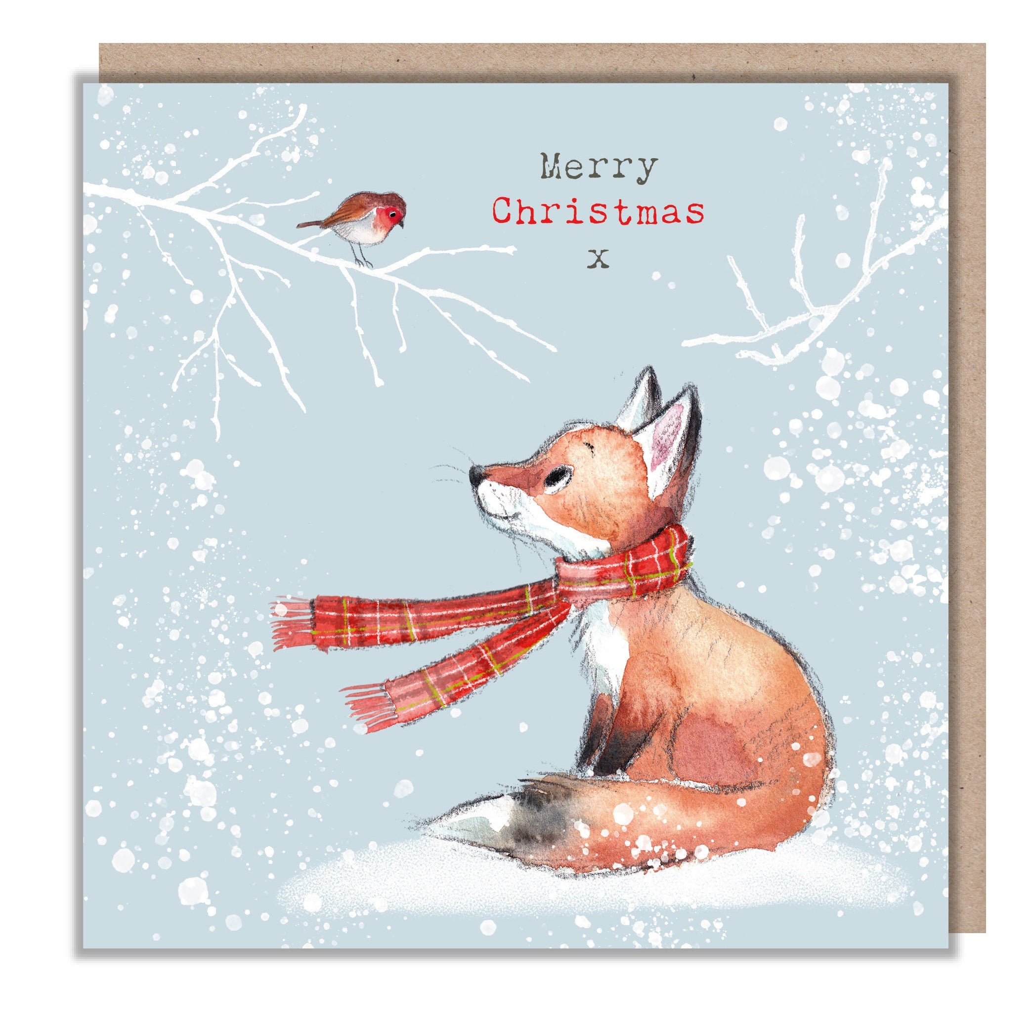 Fox and Robin Christmas Card: 'Bucklebury Wood' Illustration