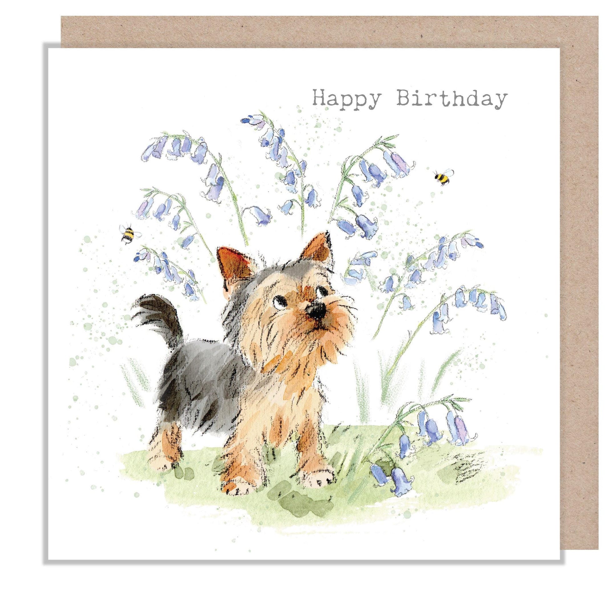 Birthday Card - Charming illustration - 'Absolutely barking' range - Yorkshire Terrier - Made in UK -  ABE113