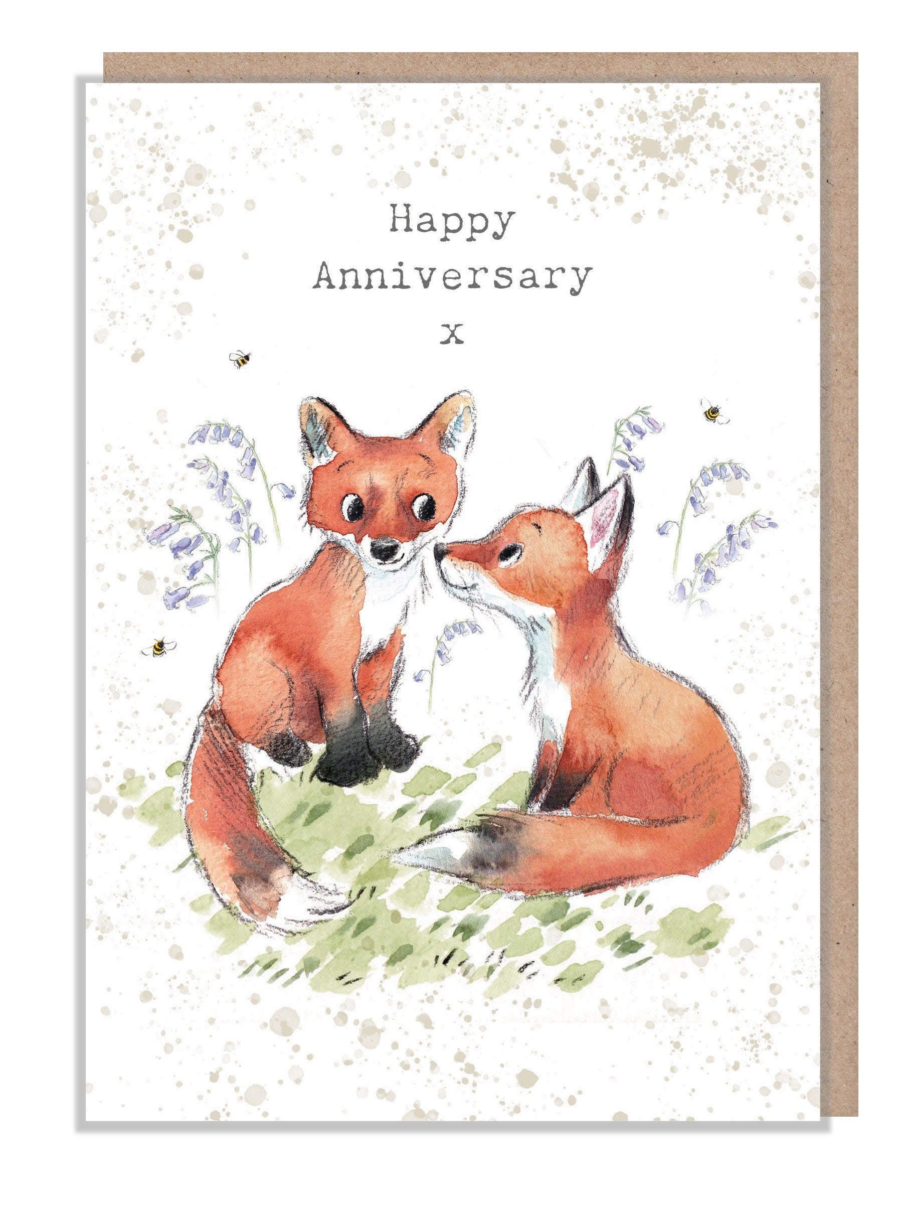 Anniversary Card - Fox with Bluebells Illustration - BWE029