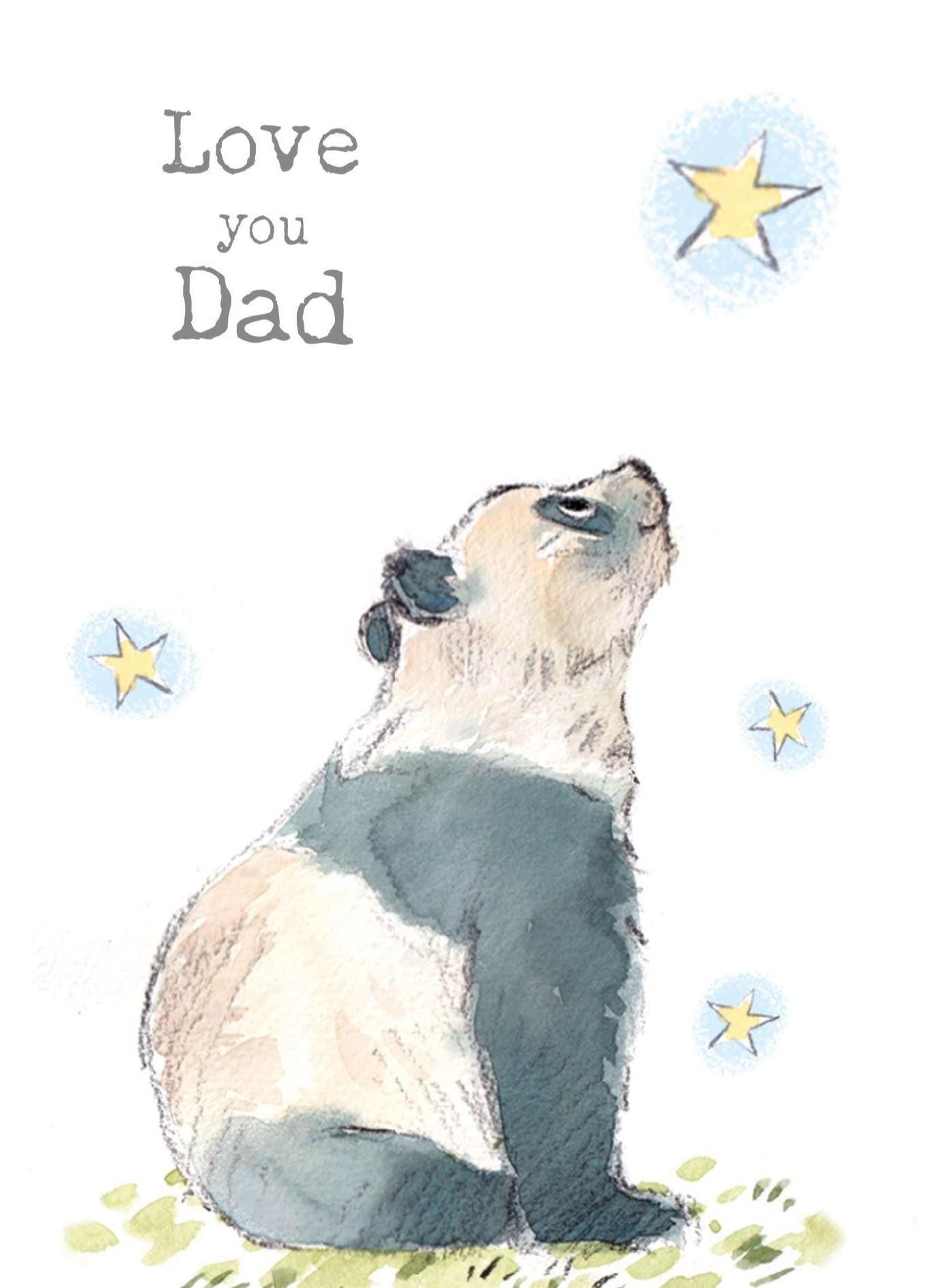 Dad Card: 'Love You Dad'  Charming Panda Illustration WWE036