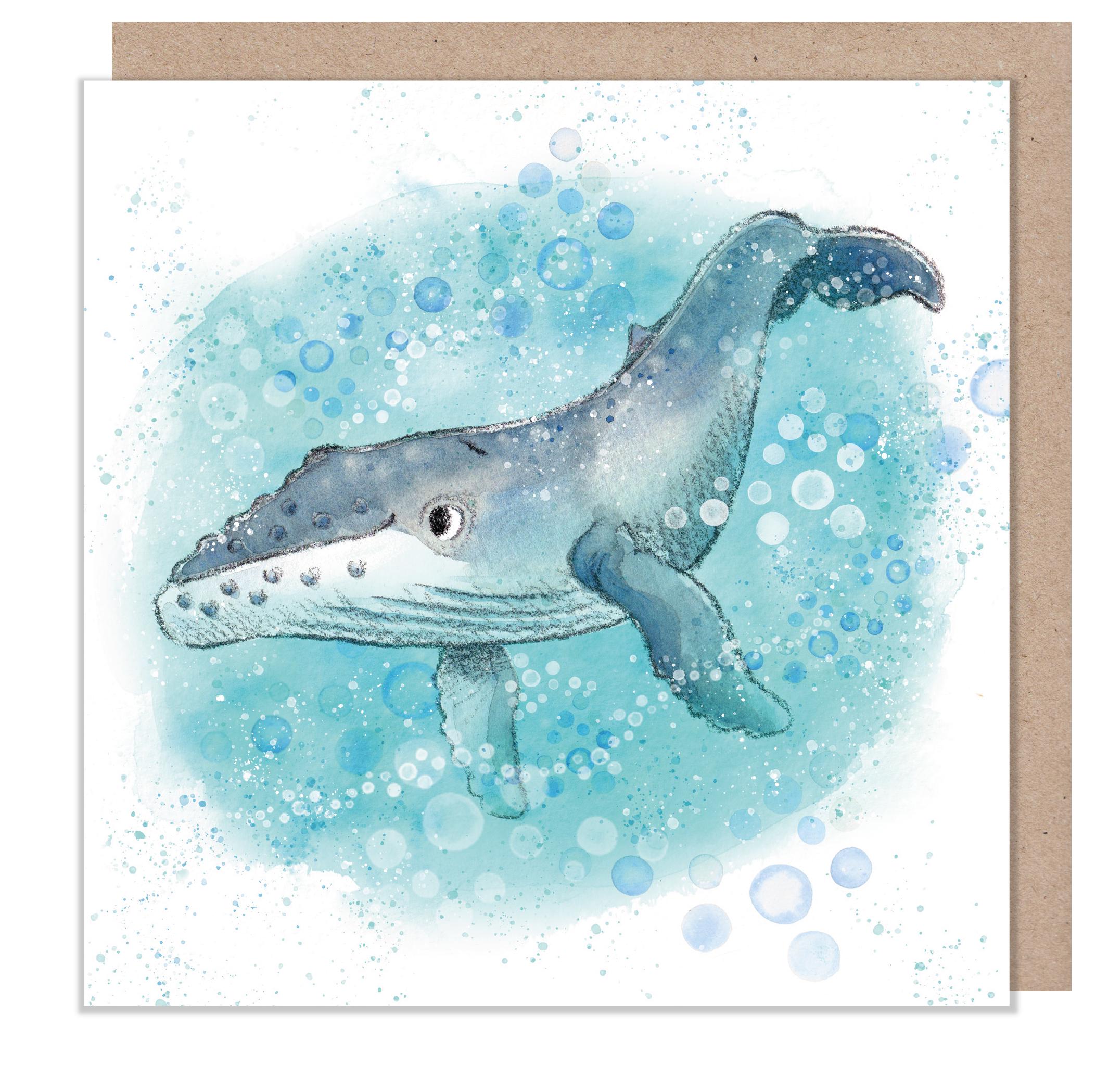 Whale Illustration Card: 'By the Seashore' Range, Blank Greeting Card