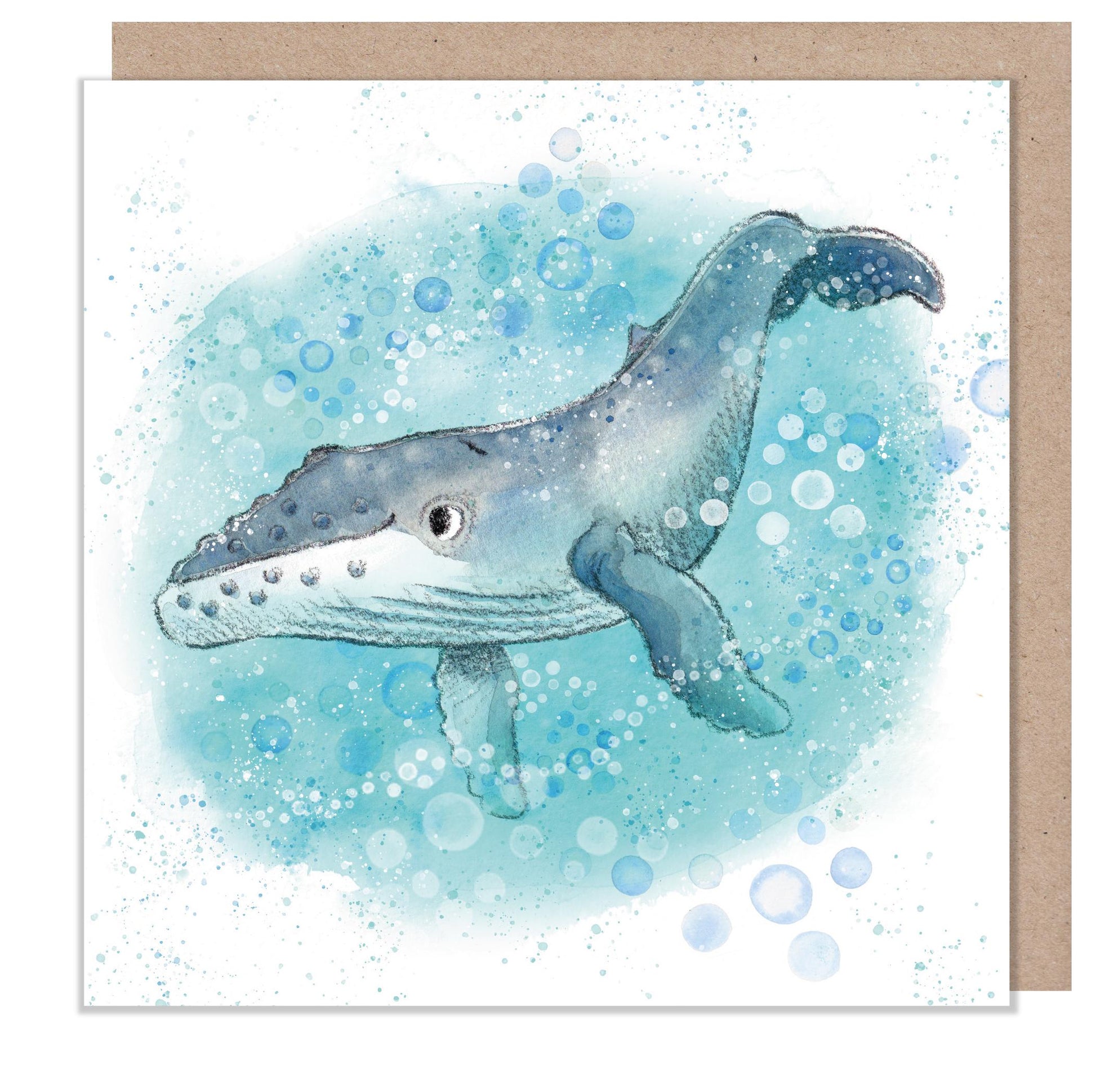 Whale Illustration Card: 'By the Seashore' Range, Blank Greeting Card