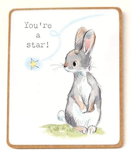 Quality Fridge Magnet - You're a Star - Rabbit design - MDF-  Made in the UK - FM07