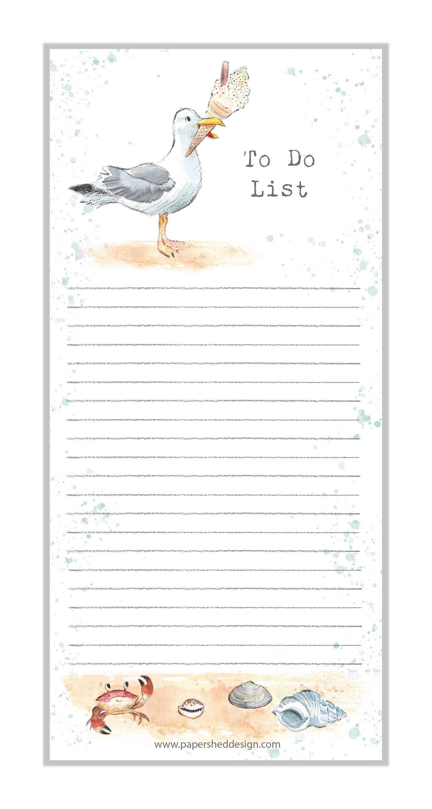 Magnetic Notepad - Seagull with ice cream illustration - NOTE06