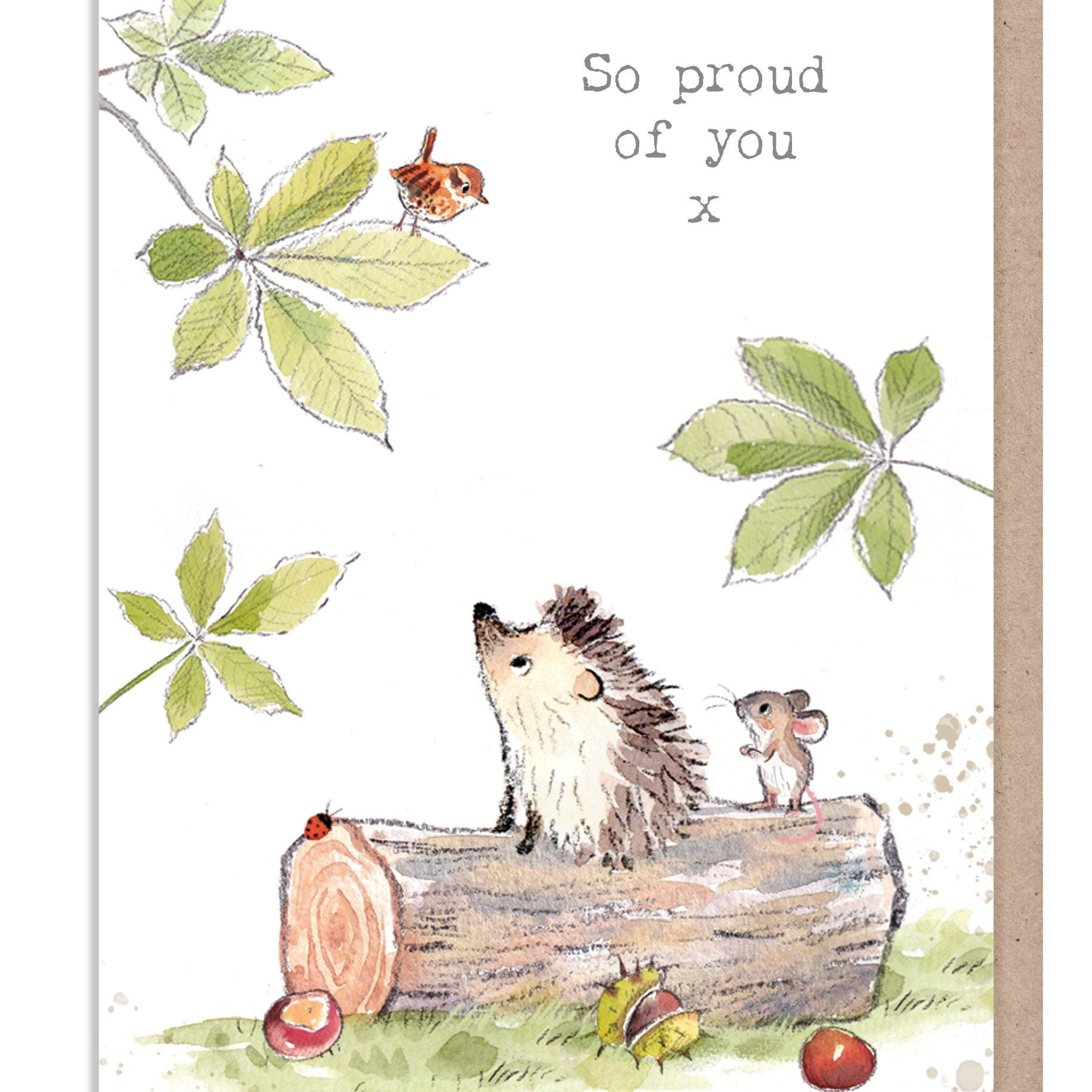 Proud of you Card - Cute Hedgehog and Mouse Illustration - BWE041