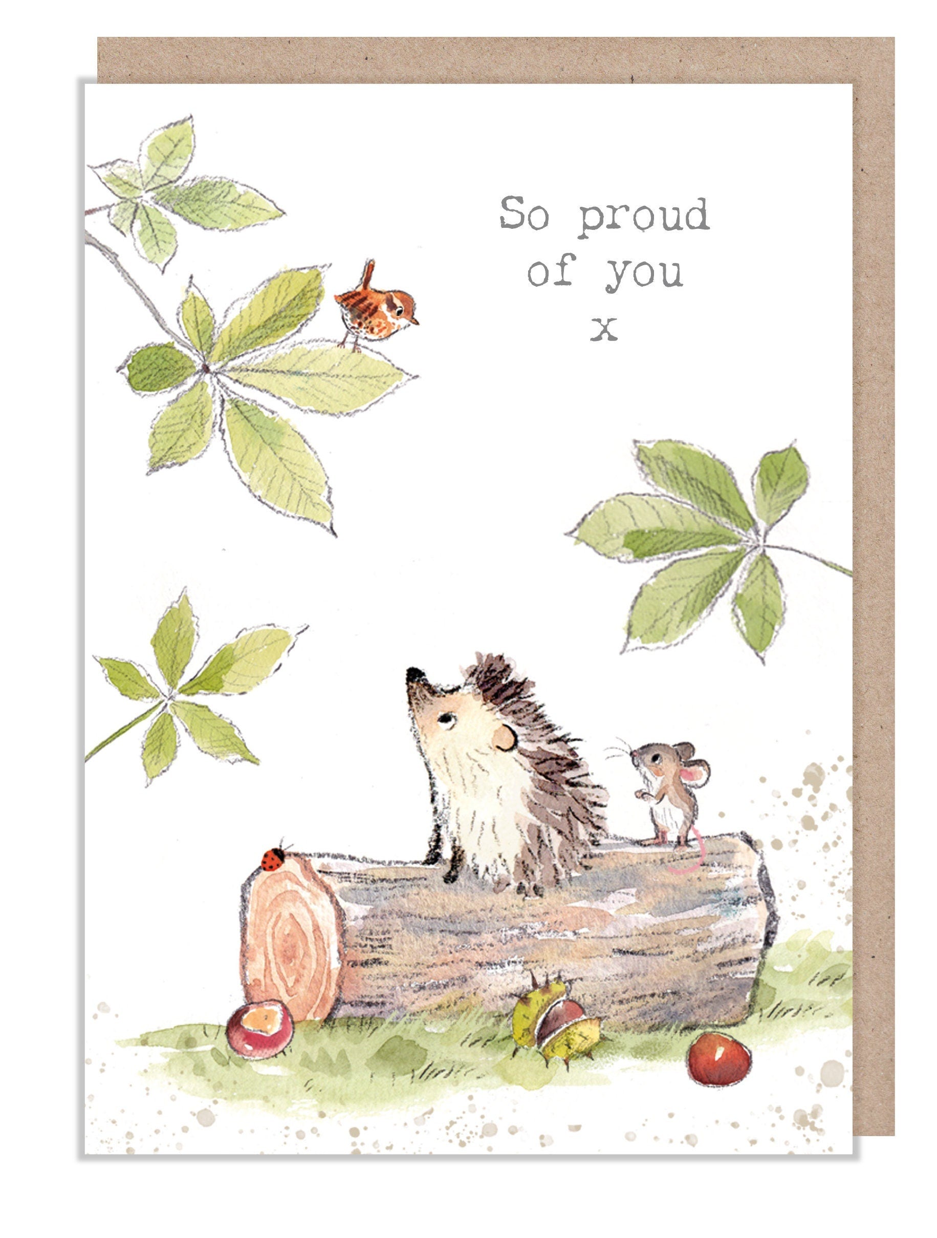Proud of you Card - Cute Hedgehog and Mouse Illustration - BWE041